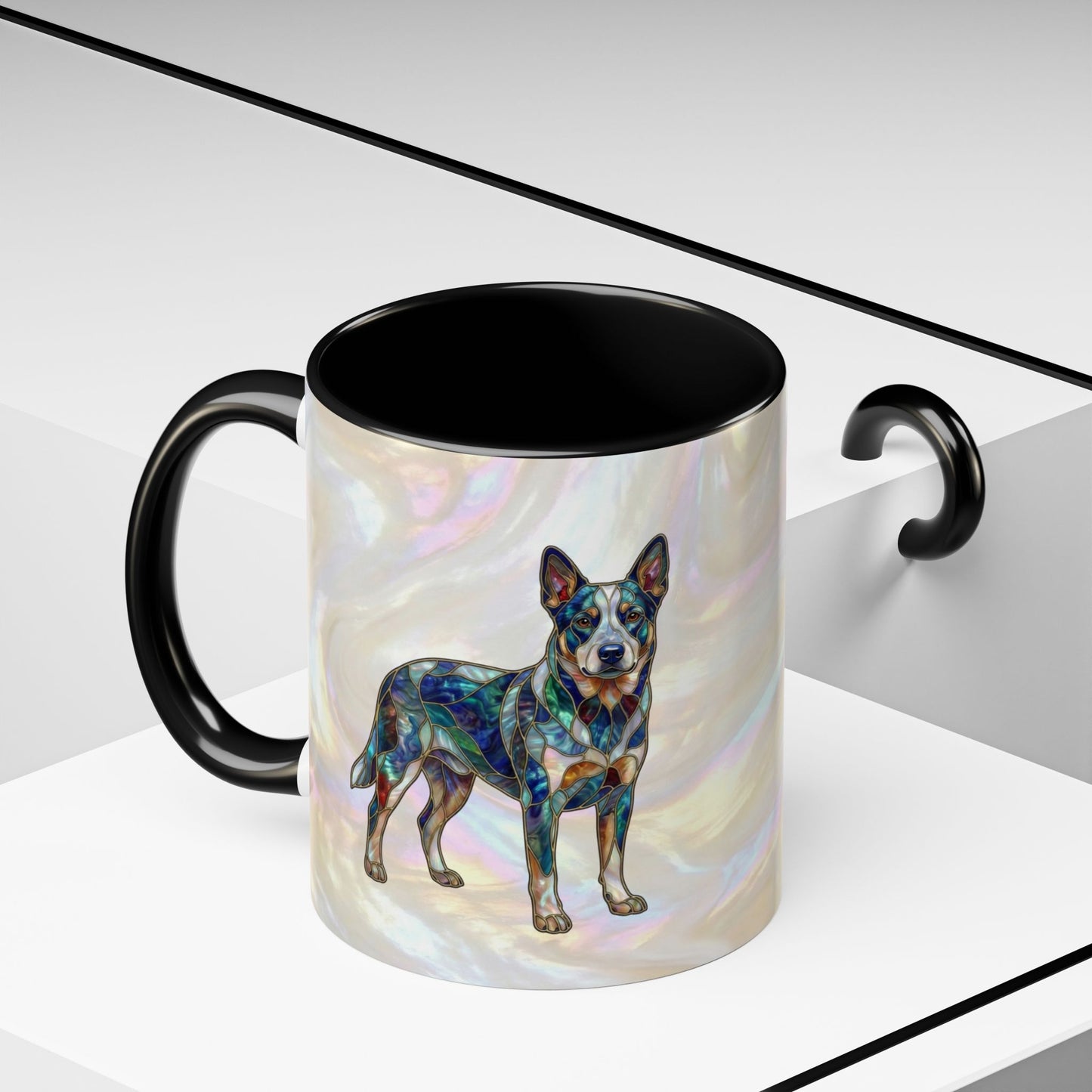 Australian Cattle Dog Accent Mug — Stained Glass Design (11/15oz) - 14613