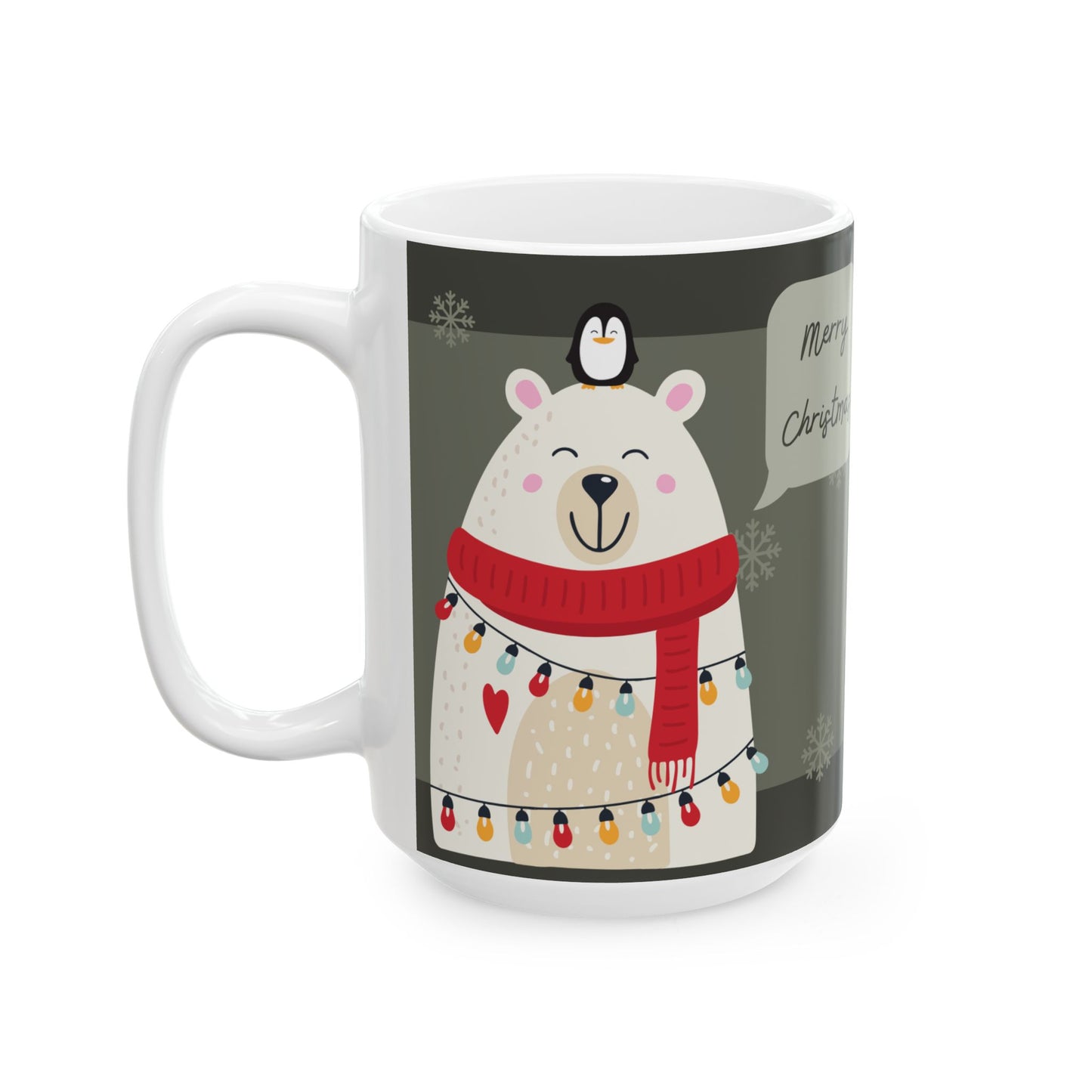 Dog & Penguins, Merry Christmas - Ceramic Mug, (11oz, 15oz) - 10912