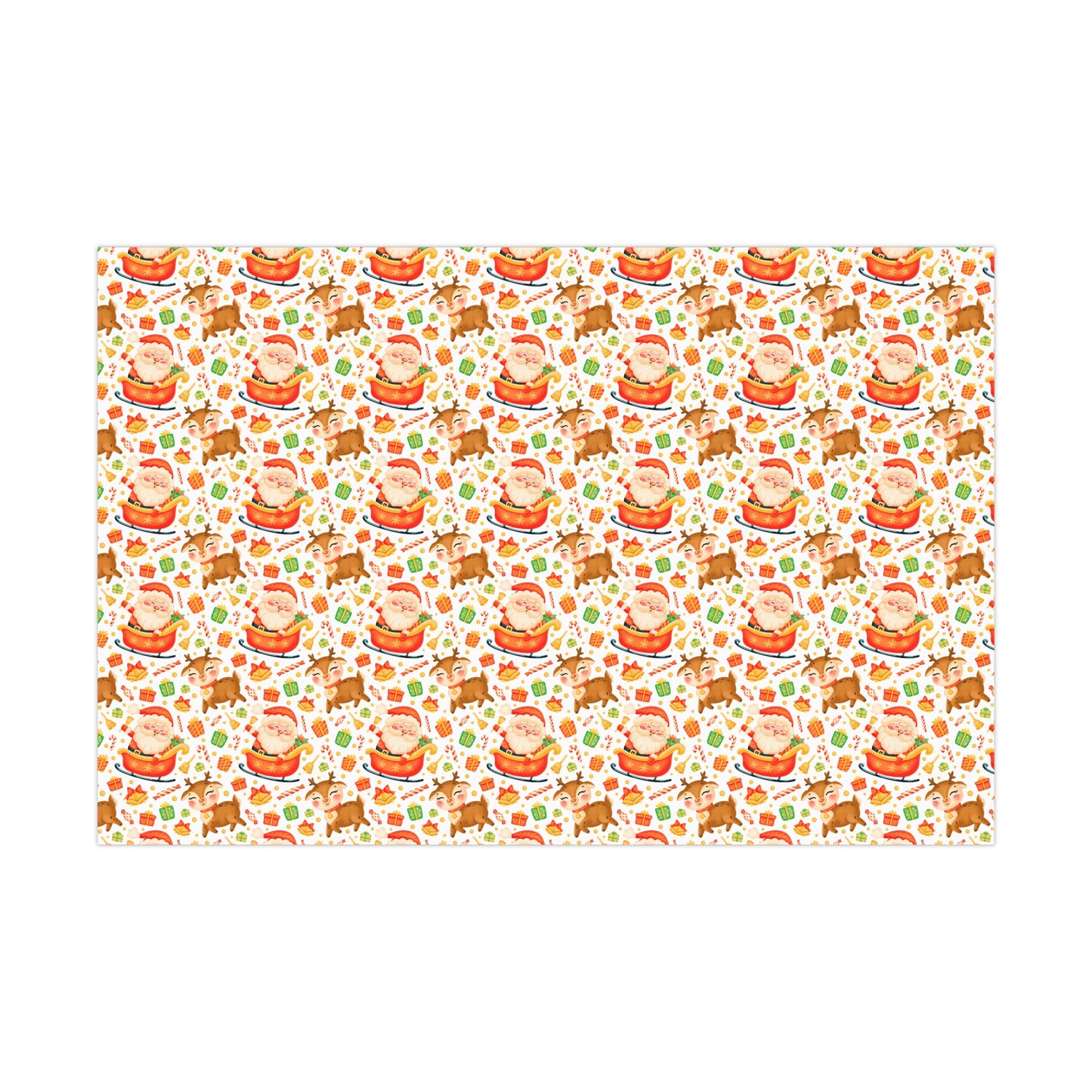 Santa & Reindeer, Orange Colored - Gift Wrap Papers - 10005