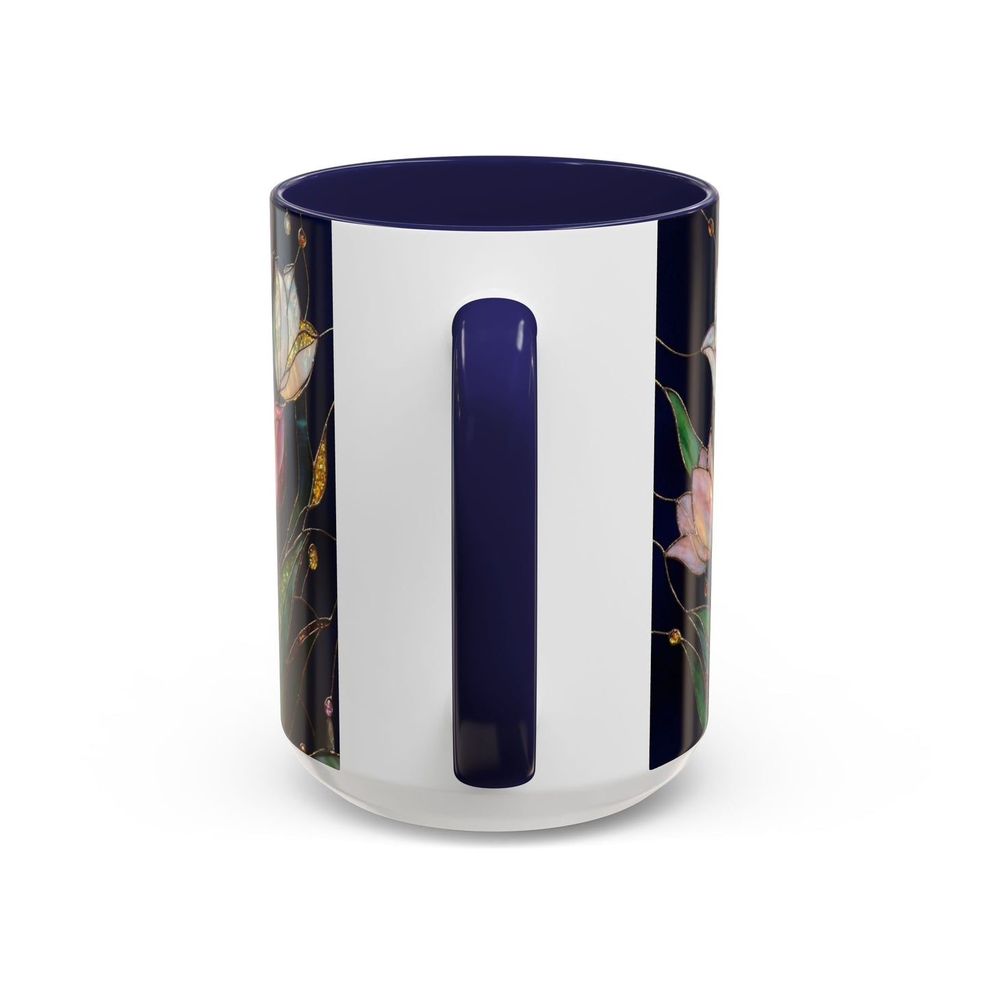 Tulip Floral Art Accent Coffee Mug — Stained Glass Design (11/15oz) - 14592