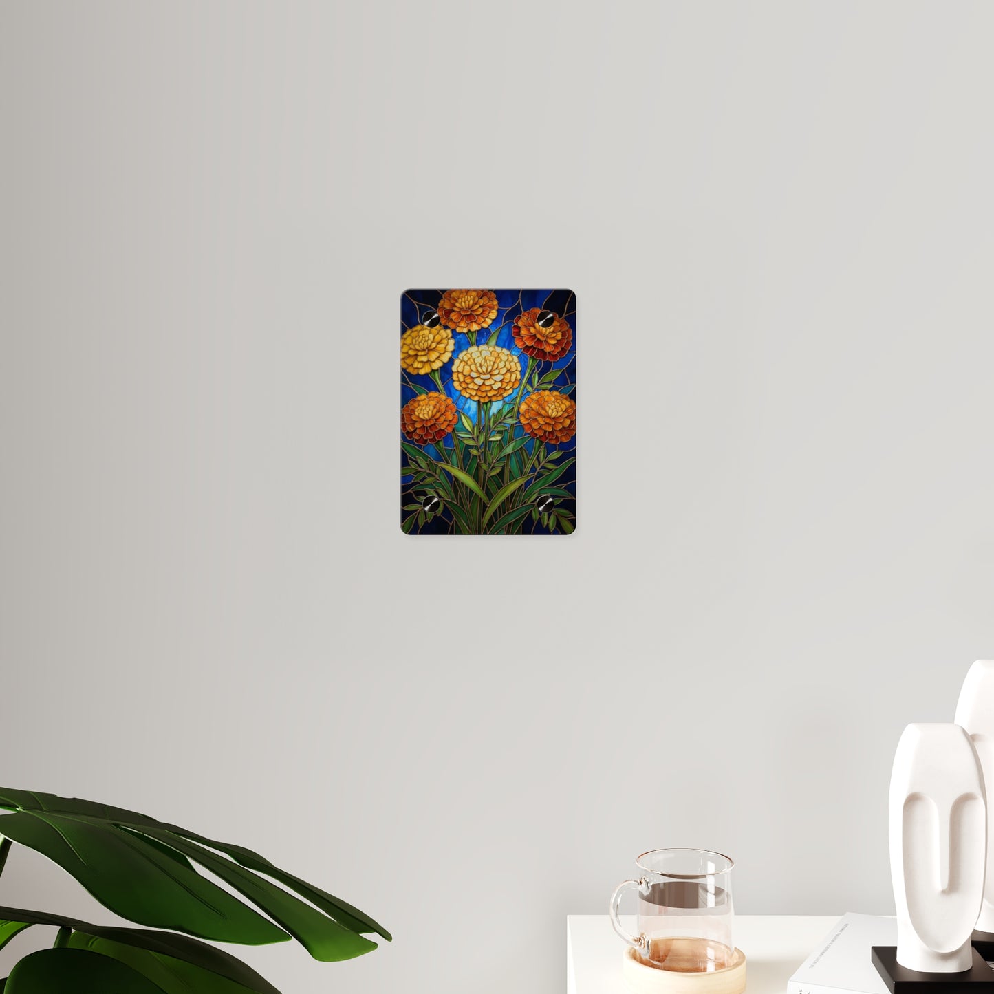 Marigold Bloom Acrylic Wall Art Panel — Botanical Floral Home Decor - 14608