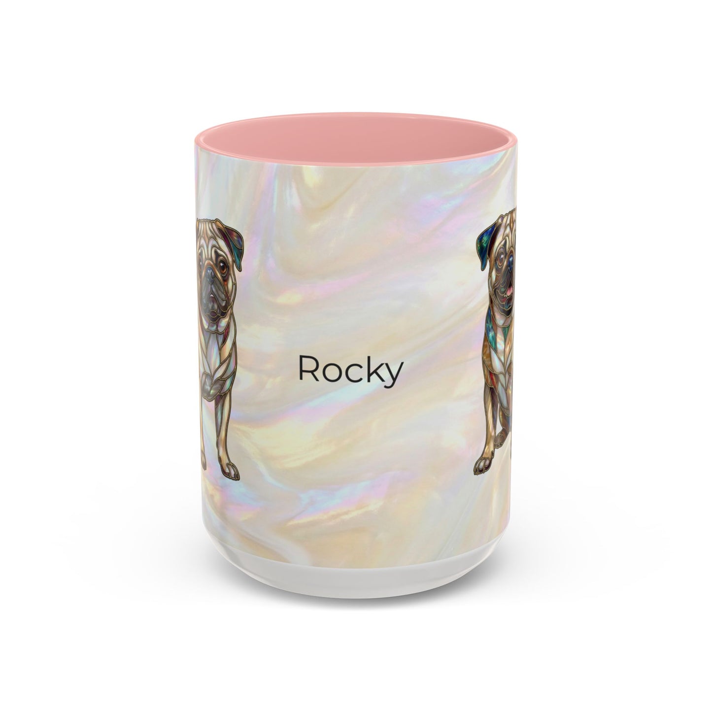 Personalized Pug Accent Coffee Mug –  Stained Glass Design (11/15oz) - 14547