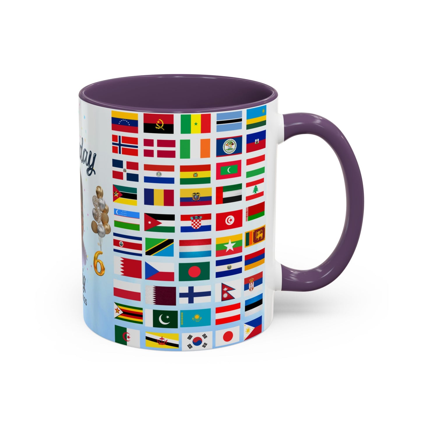 Kids, Happy Birthday, World Flag Fan, Details Customizable - Accent Coffee Mug (11, 15oz) - 11232