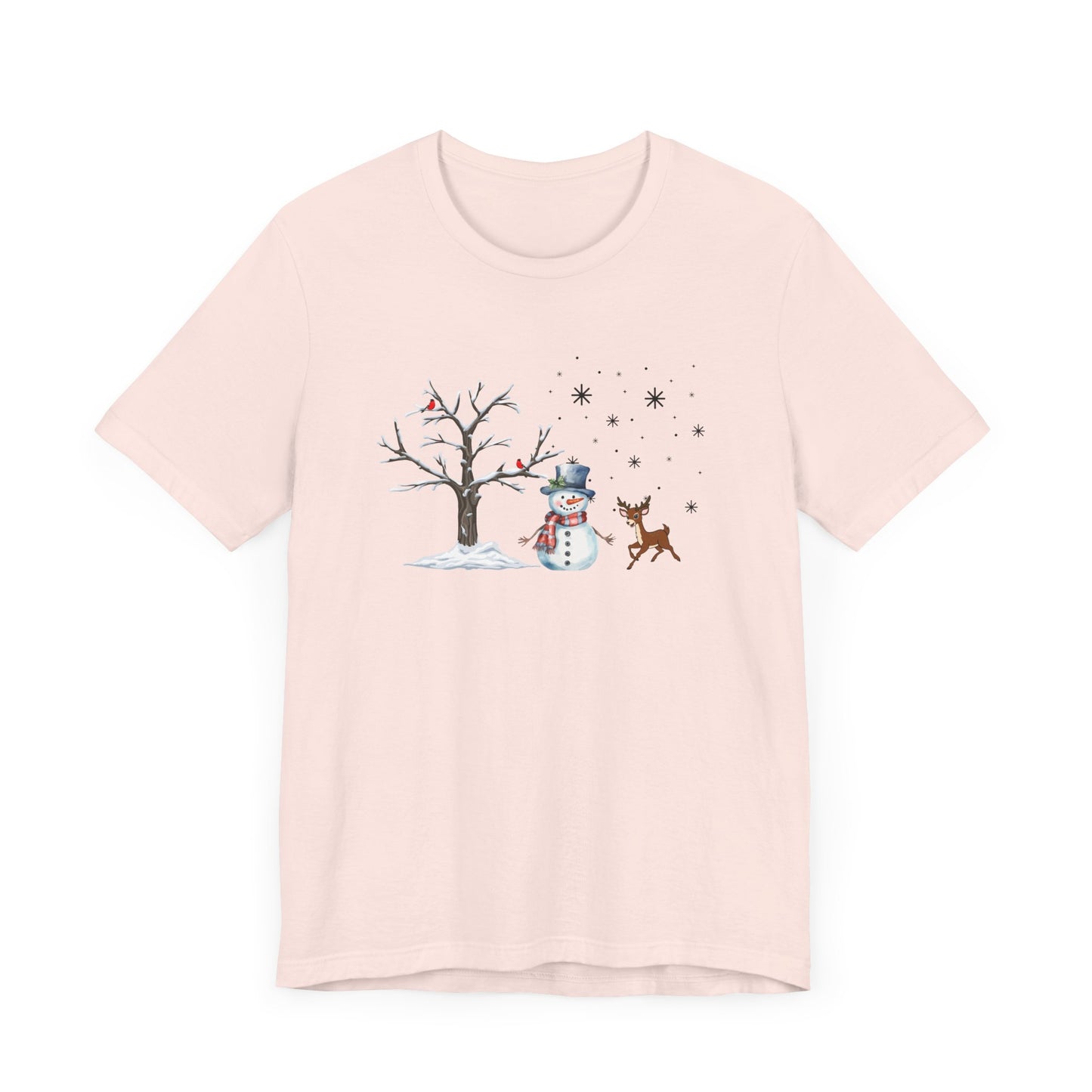 Snowman with Twinkle - Unisex Jersey Short Sleeve Tee