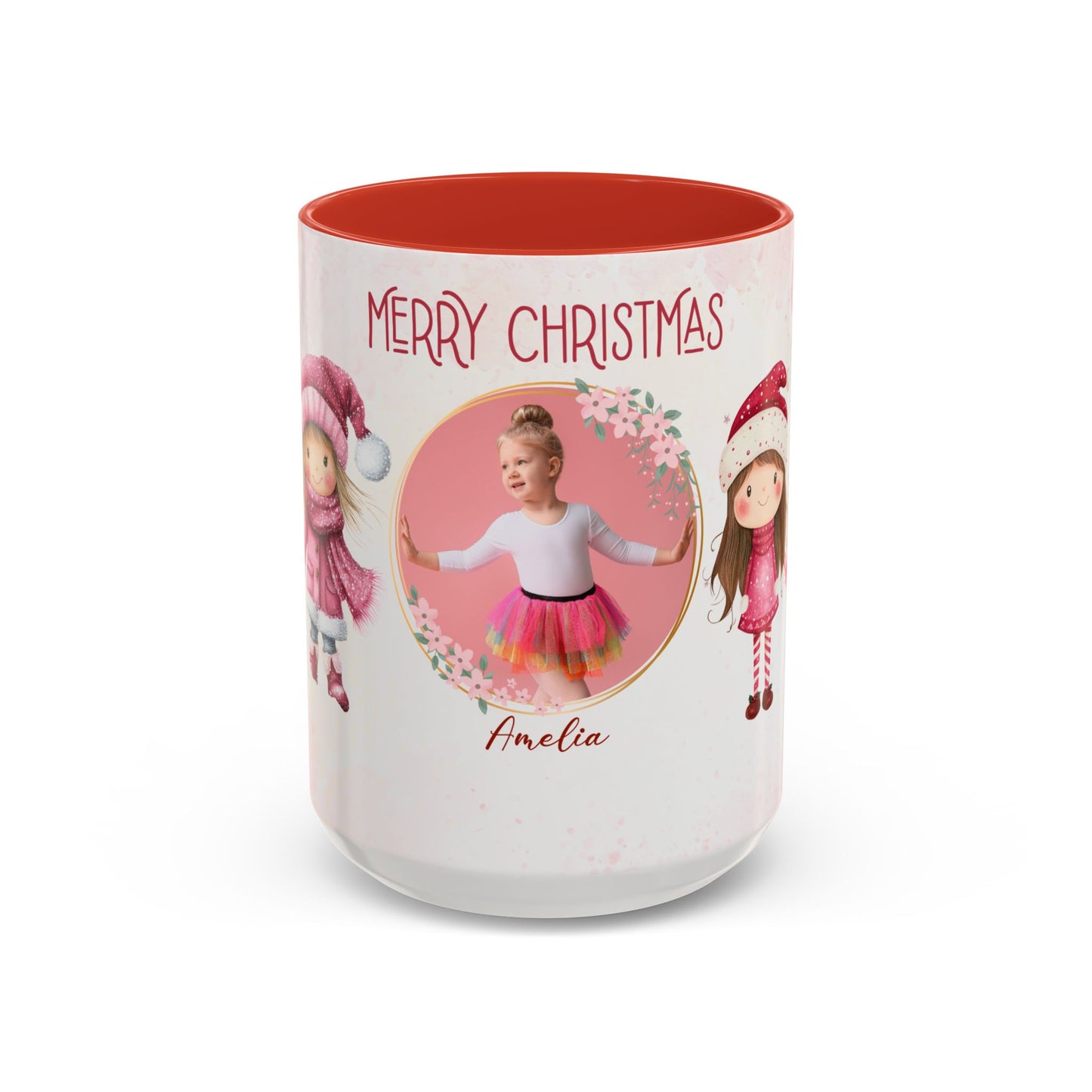 Amelia, Christmas Girl, Customizable - Accent Coffee Mug (11, 15oz) - 10144