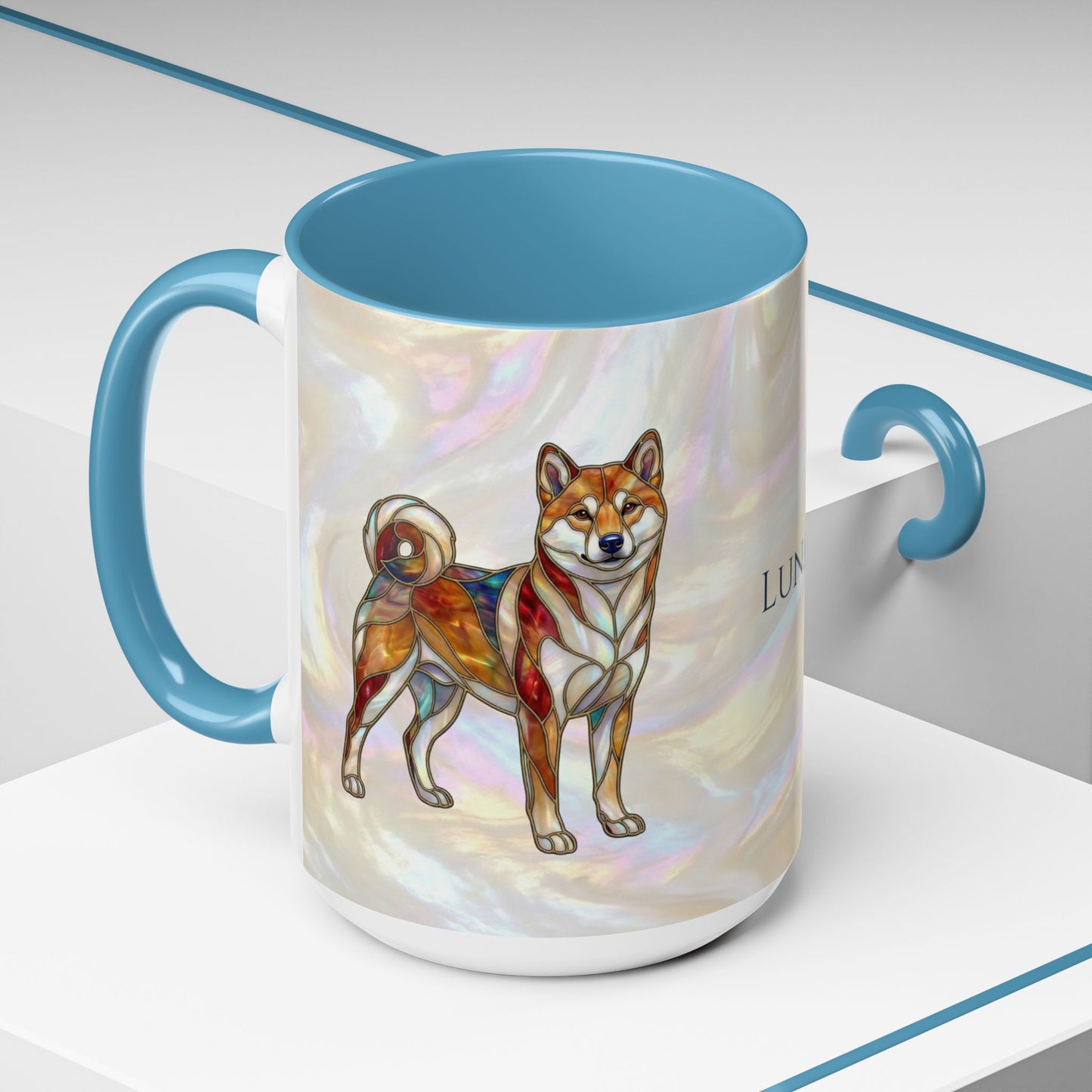 Shiba Inu Accent Coffee Mug – Stained Glass Design 11/15oz - 14646