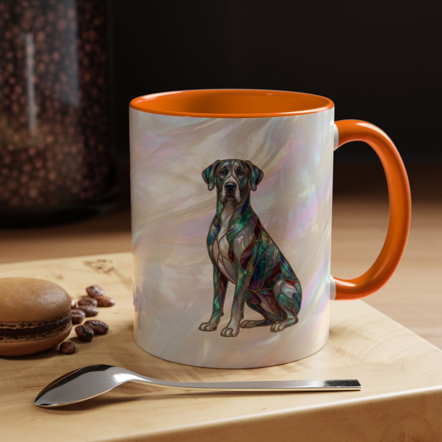 Personalized Great Dane Dog Mug — Stained Glass Design (11/15 oz) - 14550