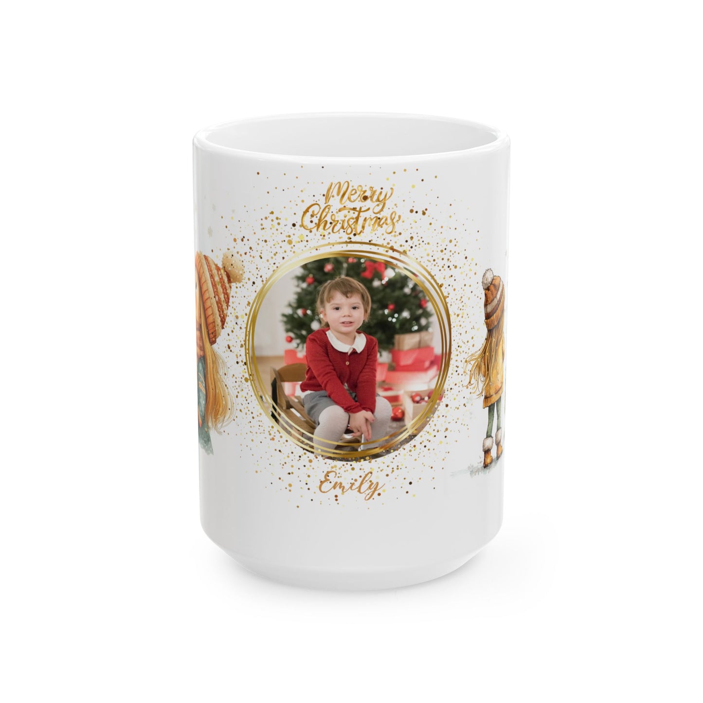 Emily, Merry Christmas, For Girls, Customizable - Ceramic Mug, (11oz, 15oz) - 10146