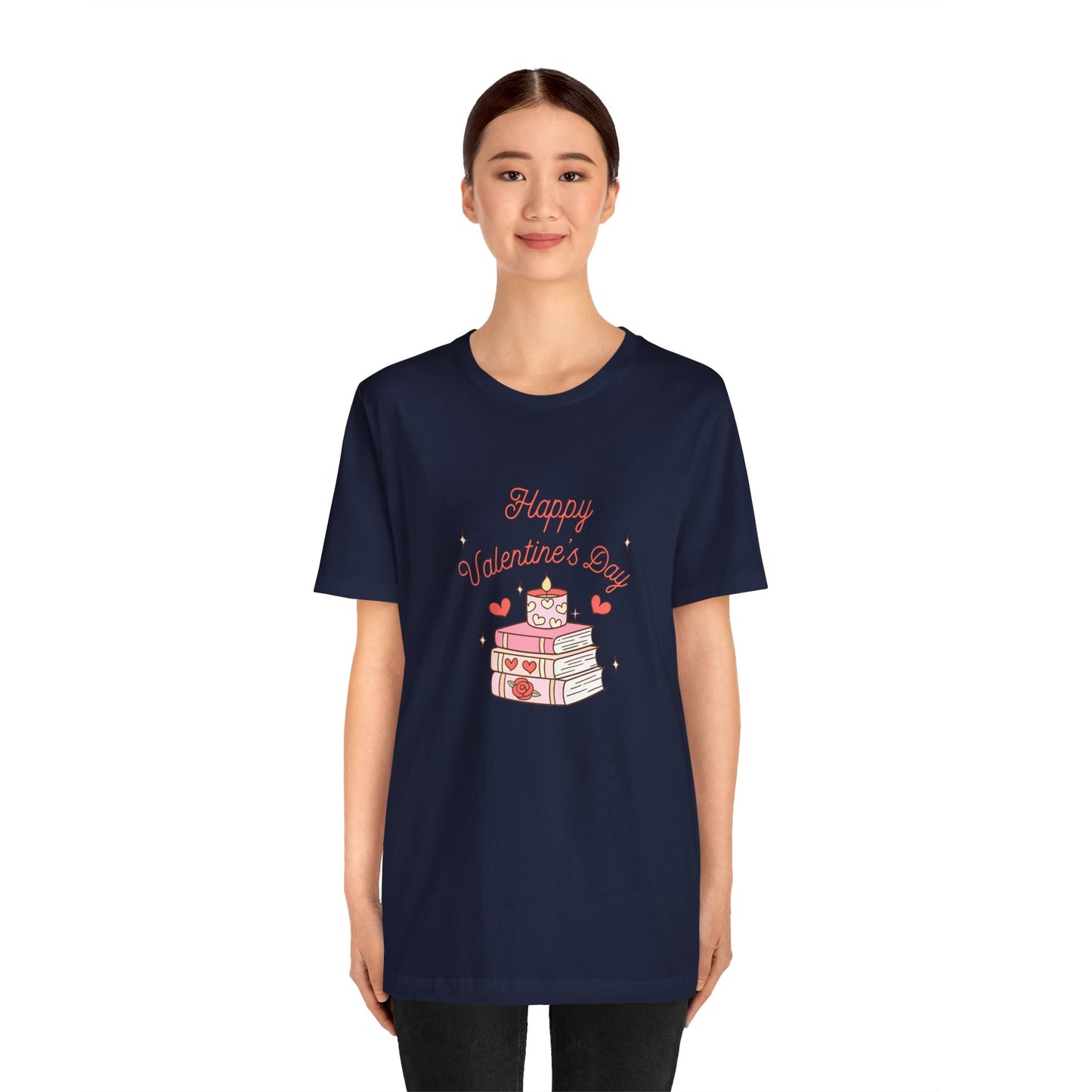 Books, Happy Valentine's Day - Unisex Jersey Short Sleeve Tee - 11572