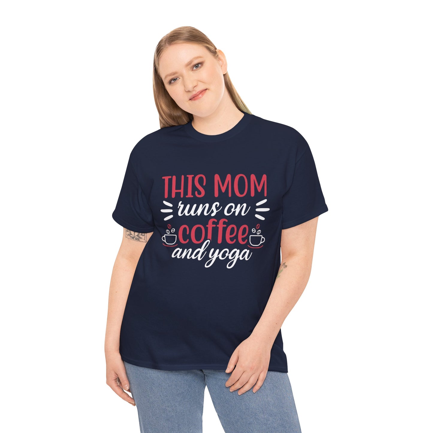 This Mom Runs on Coffee and Yoga T-Shirt – Funny Mother’s Day Gift Tee - 14881