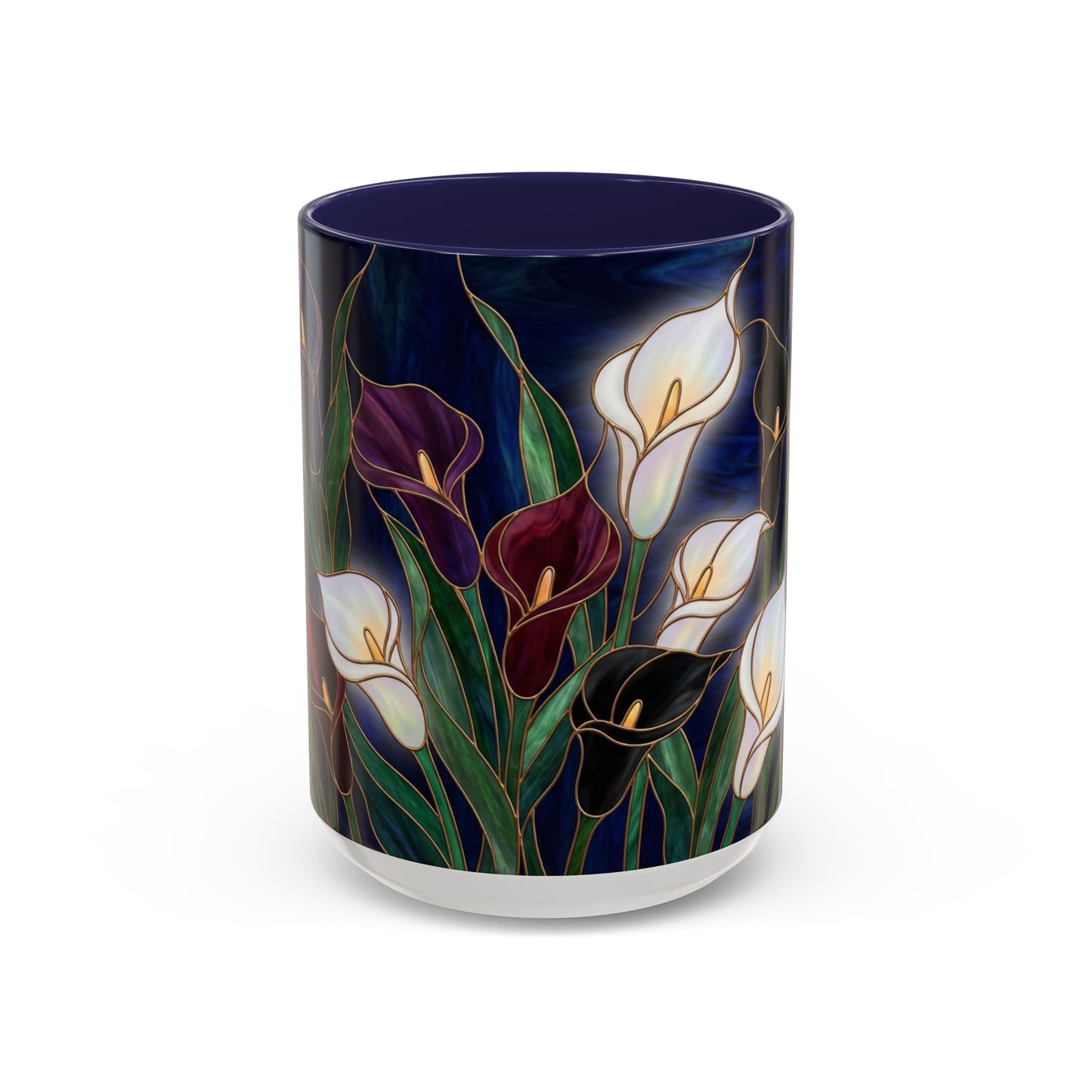 Calla Lily Floral Coffee Mug — Stained Glass Design (11/15oz) - 14557