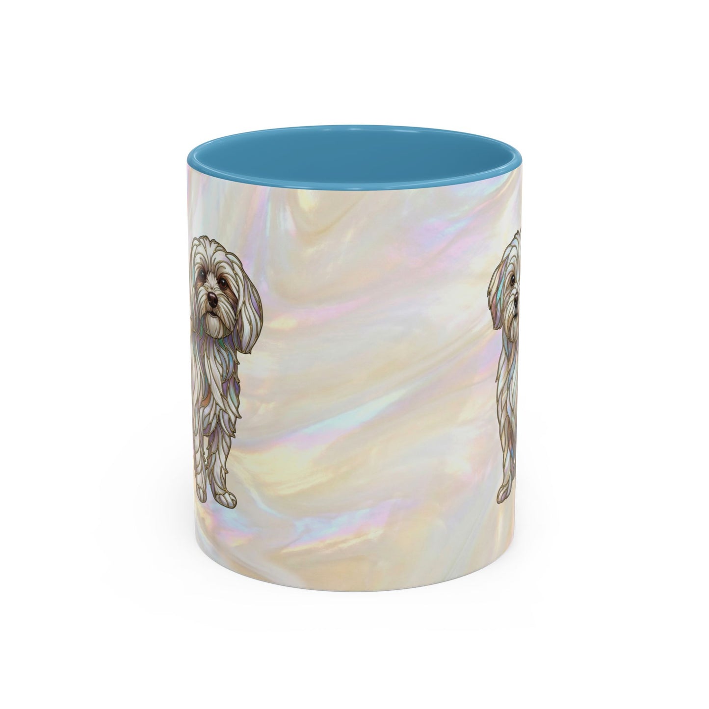 Maltese Dog Accent Coffee Mug – Stained Glass Design 11/15oz - 14642
