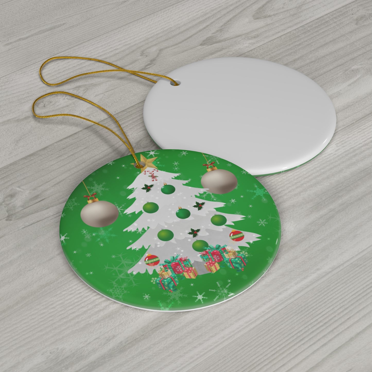 Snow Tree - Ceramic Ornament, 4 Shapes