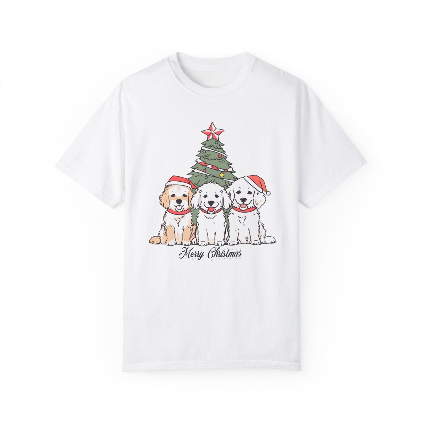 Puppies, Merry Christmas - Unisex Garment-Dyed T-shirt - 10280