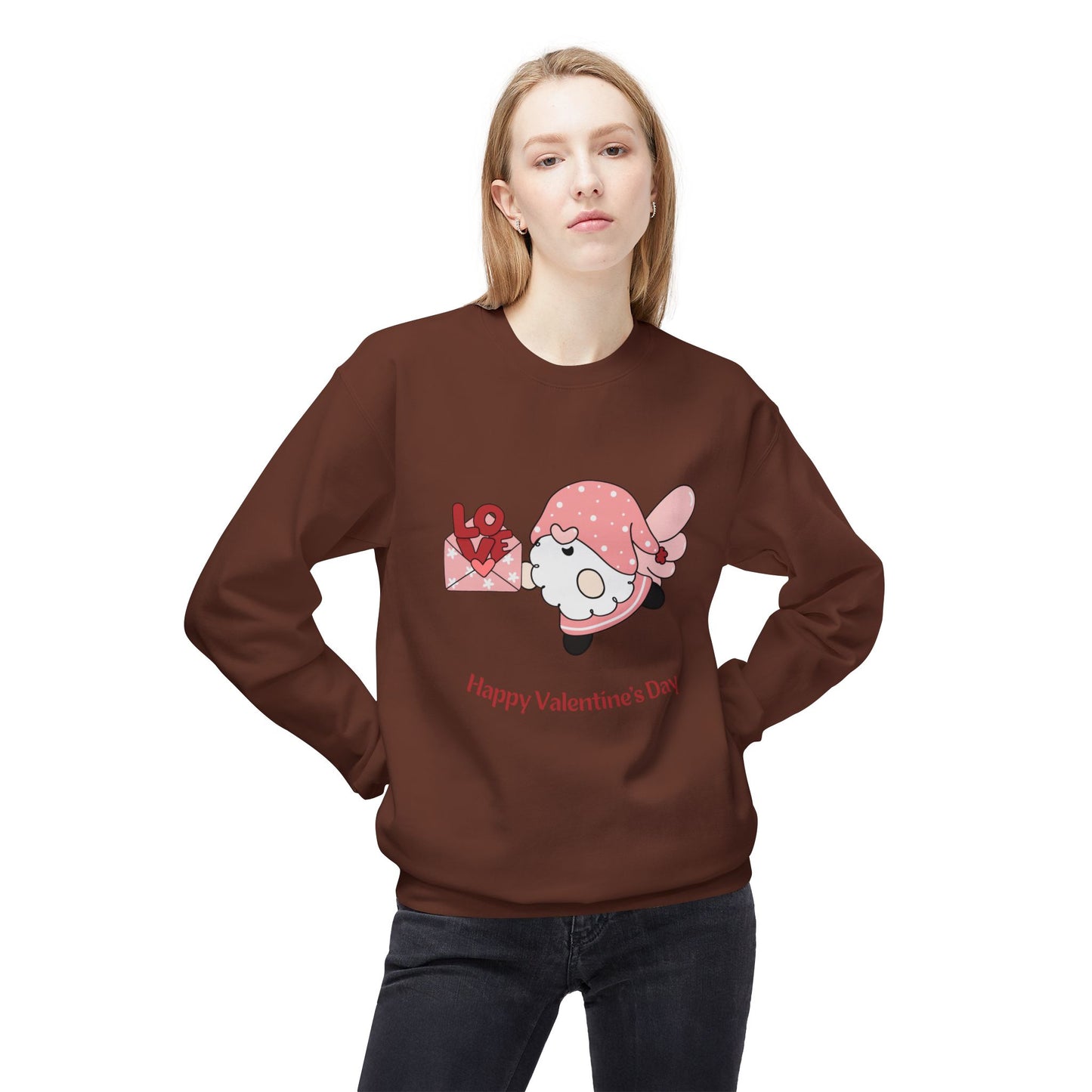 Gnome, Happy Valentine's Day - Unisex Midweight Softstyle Fleece Crewneck Sweatshirt - 11349