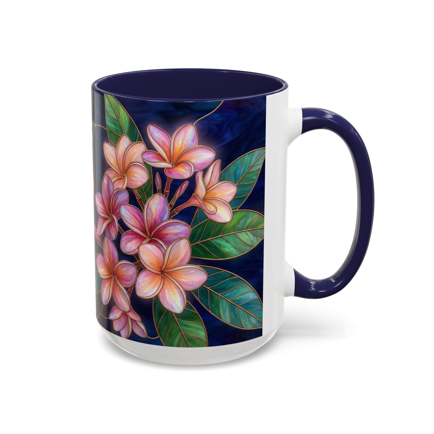Plumeria Floral Accent Mug —  Stained Glass Design (11/15oz) - 14545