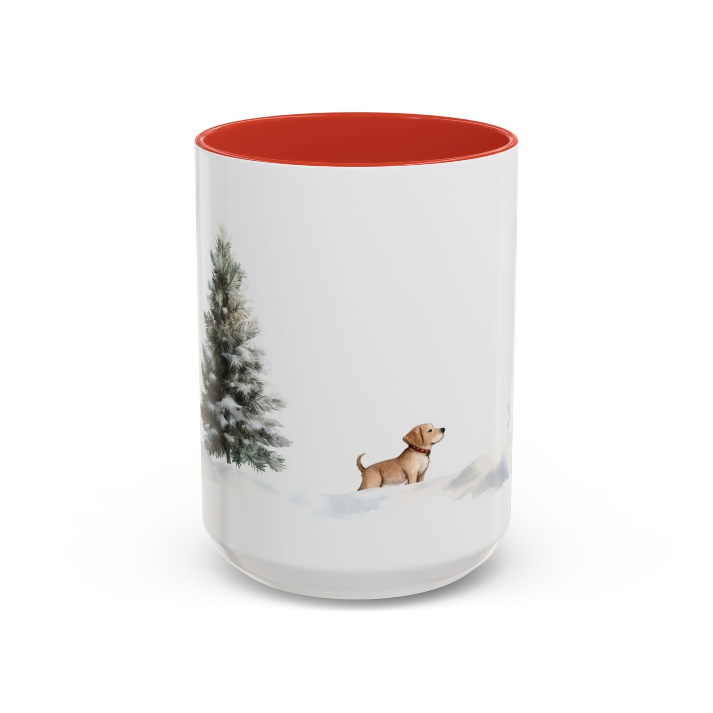 Winter Tree, Snowman & Puppy - Accent Coffee Mug (11, 15oz) - 10404