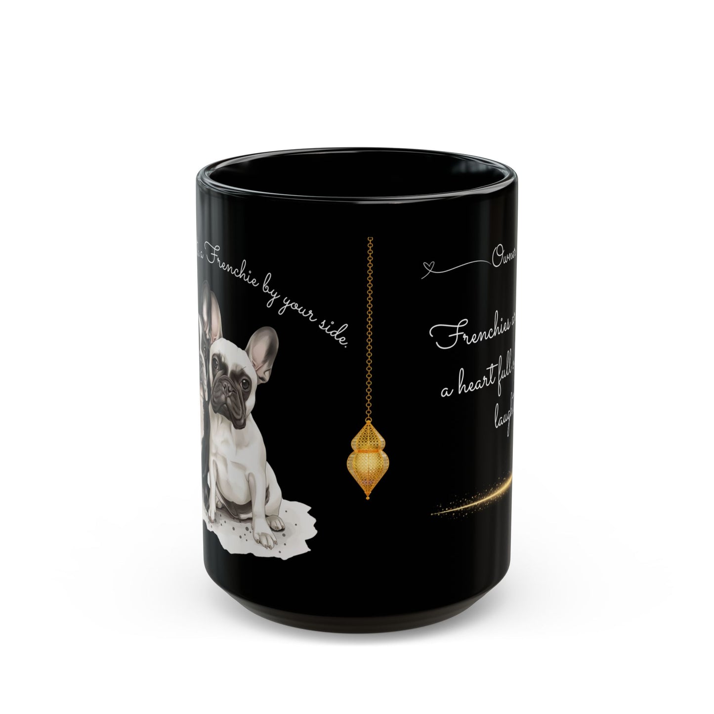 French Bulldogs, Customizable - Ceramic Black Mug (11oz, 15oz) - 10465