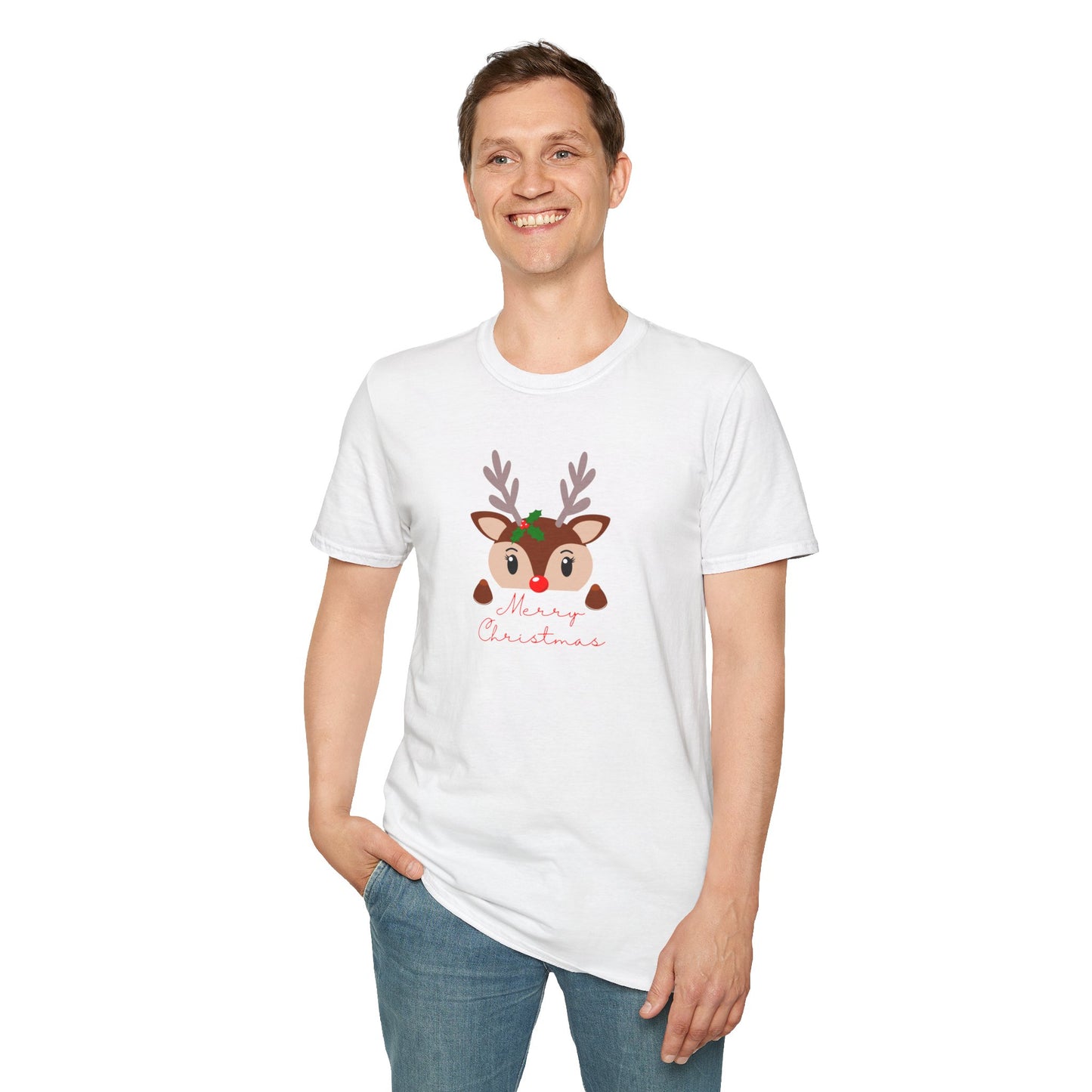 Reindeer, Merry Christmas - Unisex Softstyle T-Shirt