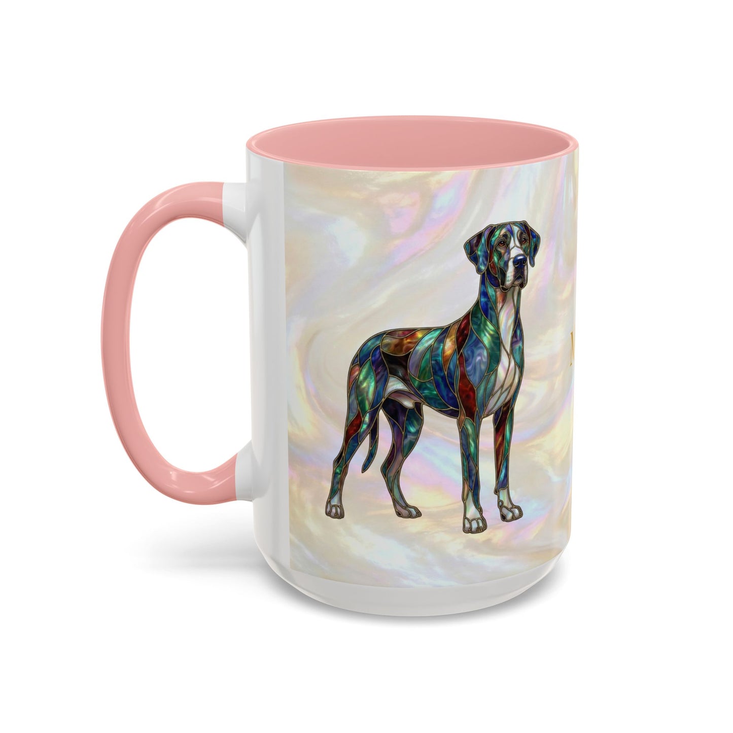 Personalized Great Dane Dog Mug — Stained Glass Design (11/15 oz) - 14550