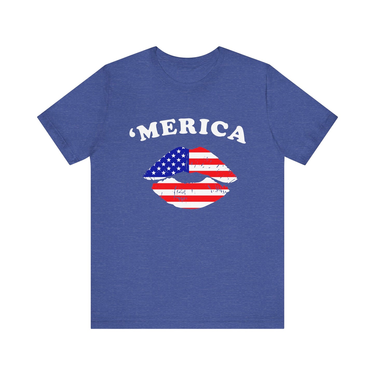 'Merica Unisex Jersey Tee, Patriotic Short Sleeve Shirt, USA Flag Design, Independence Day Apparel, Festival Wear, Summer Casual - 13519