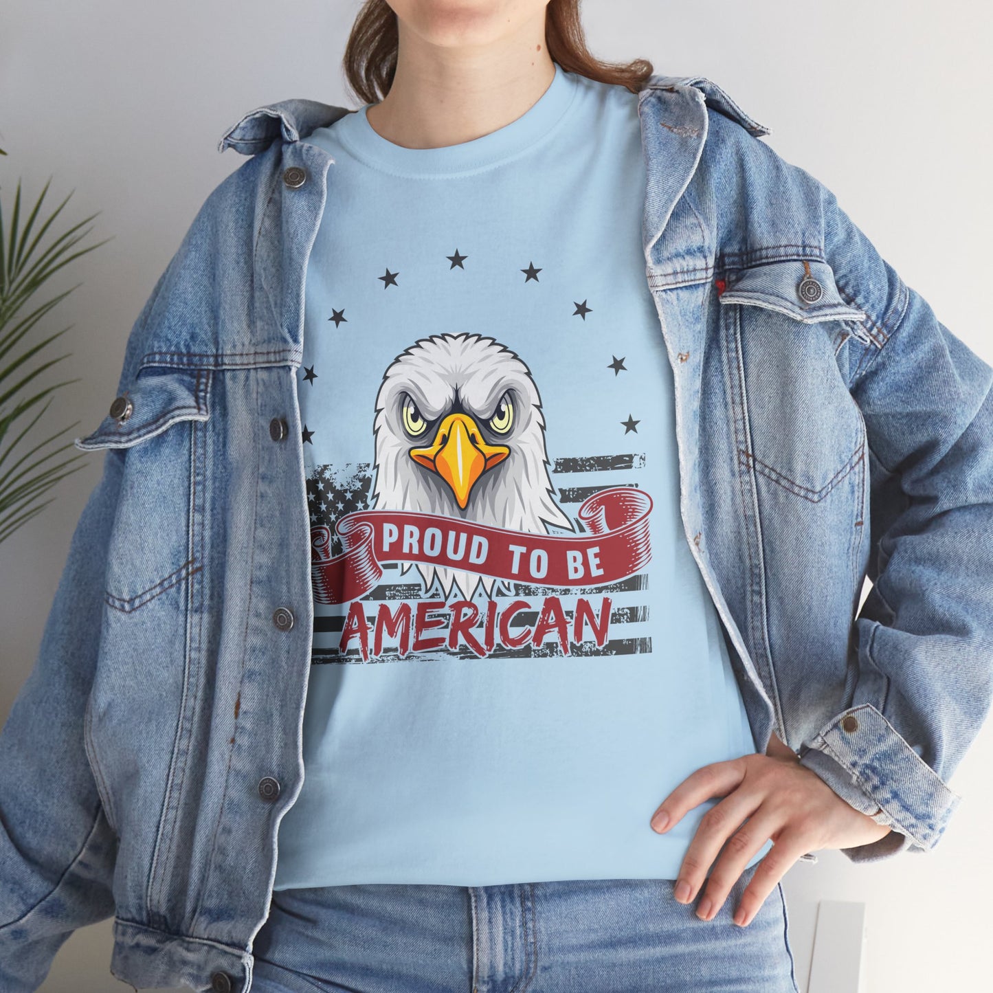 Proud to Be American Tee, Patriotic T-Shirt, USA Pride Shirt, Eagle Graphic Tee, Independence Day Gift, 4th of July Apparel - 13785