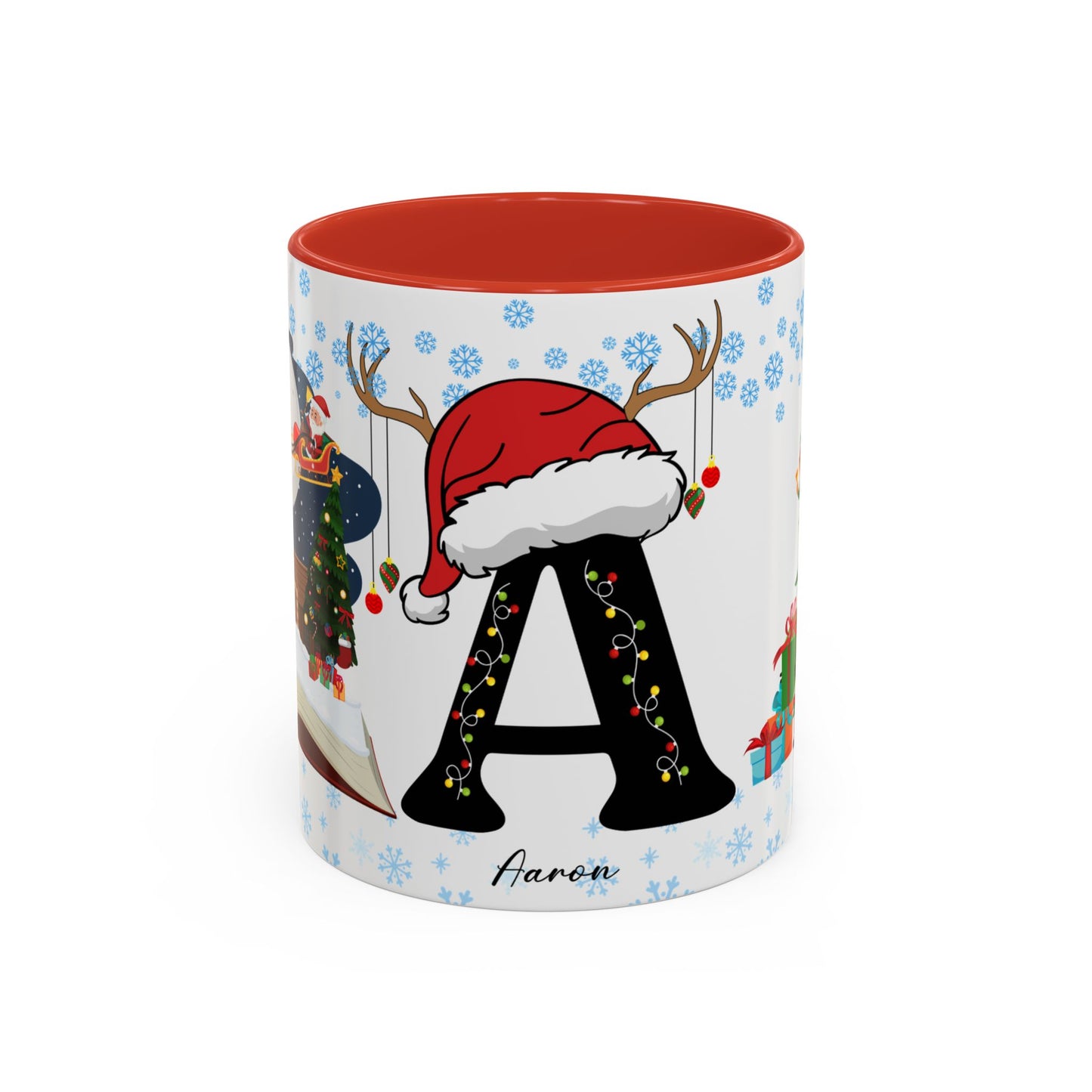 Christmas Letter A for Aaron, Customizable - Accent Coffee Mug (11, 15oz)