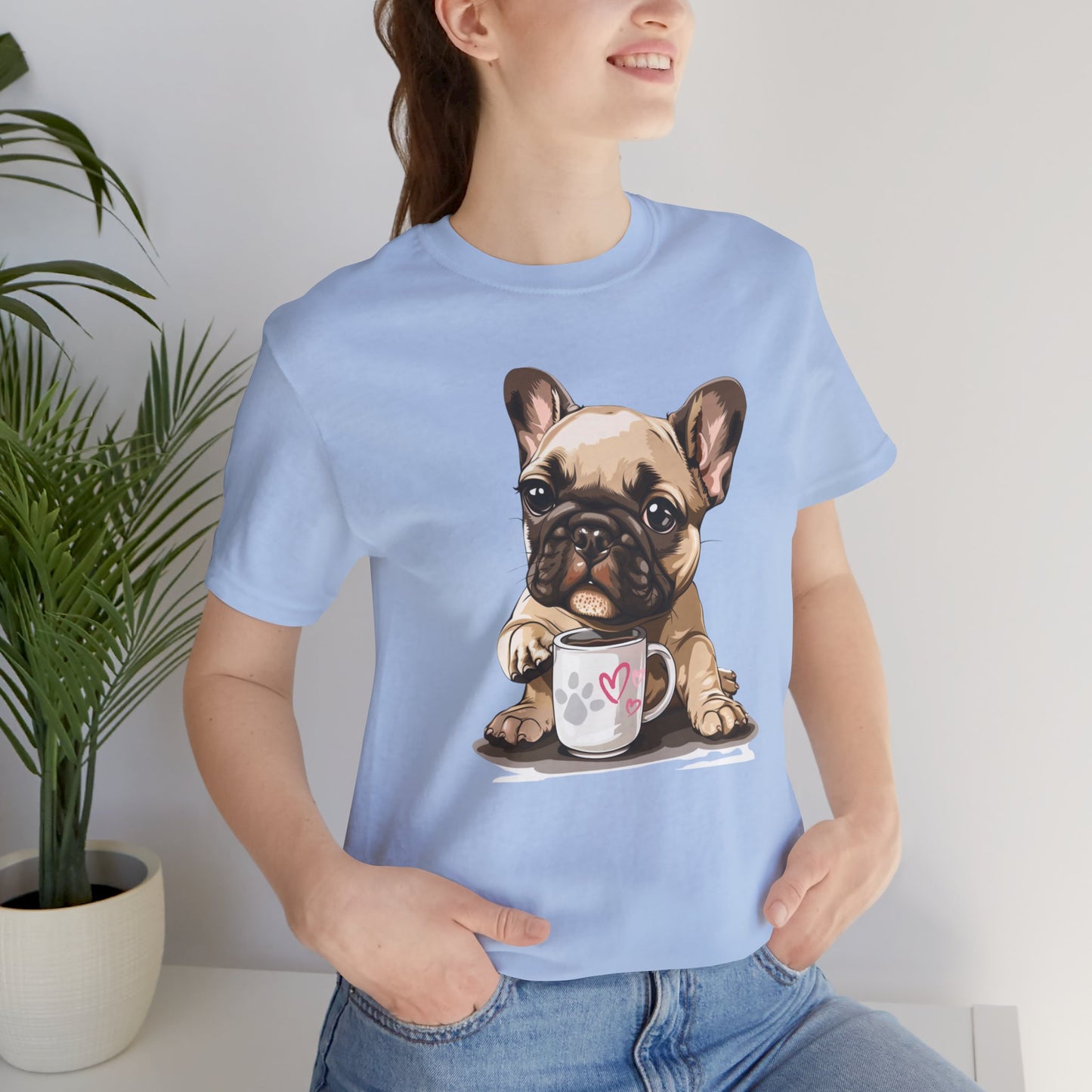 Morning Brew with Frenchie - Unisex Jersey Short Sleeve Tee