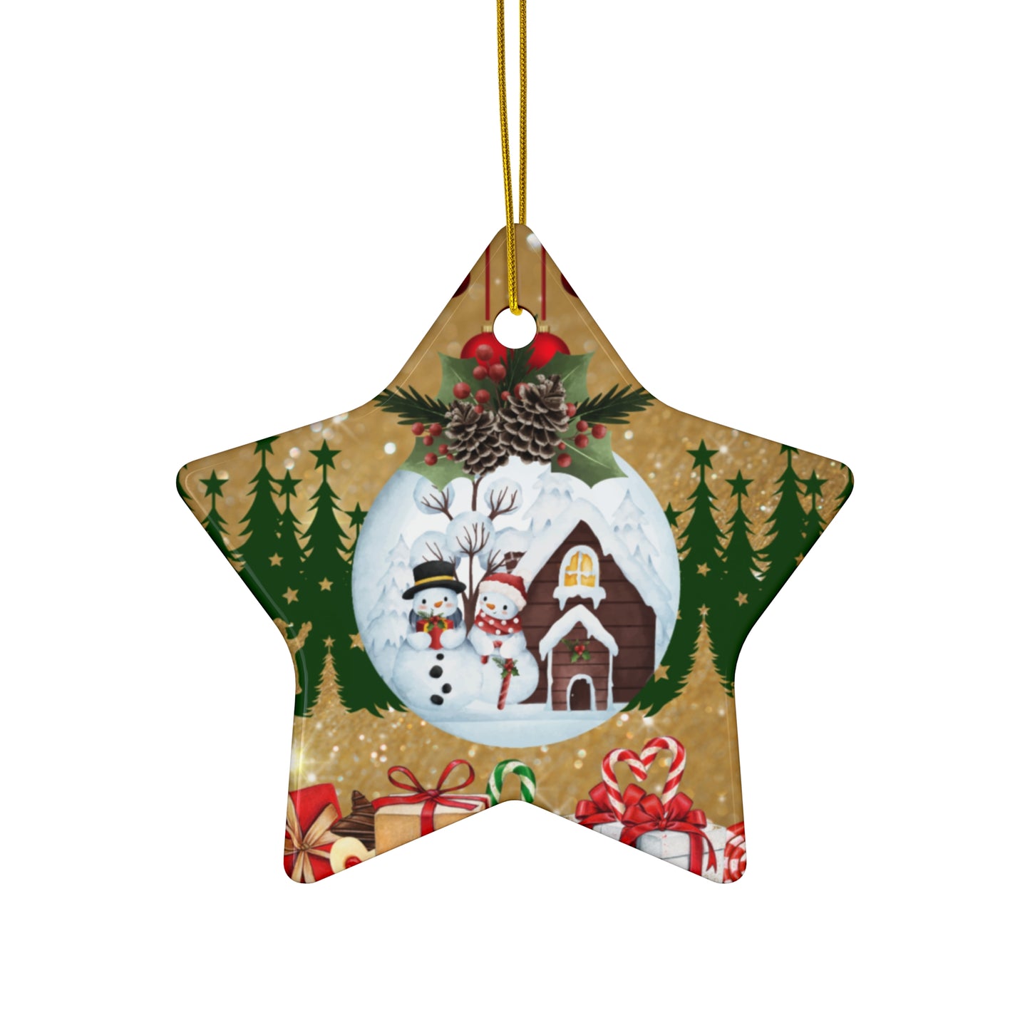 Merry Christmas - Ceramic Ornament, 4 Shapes