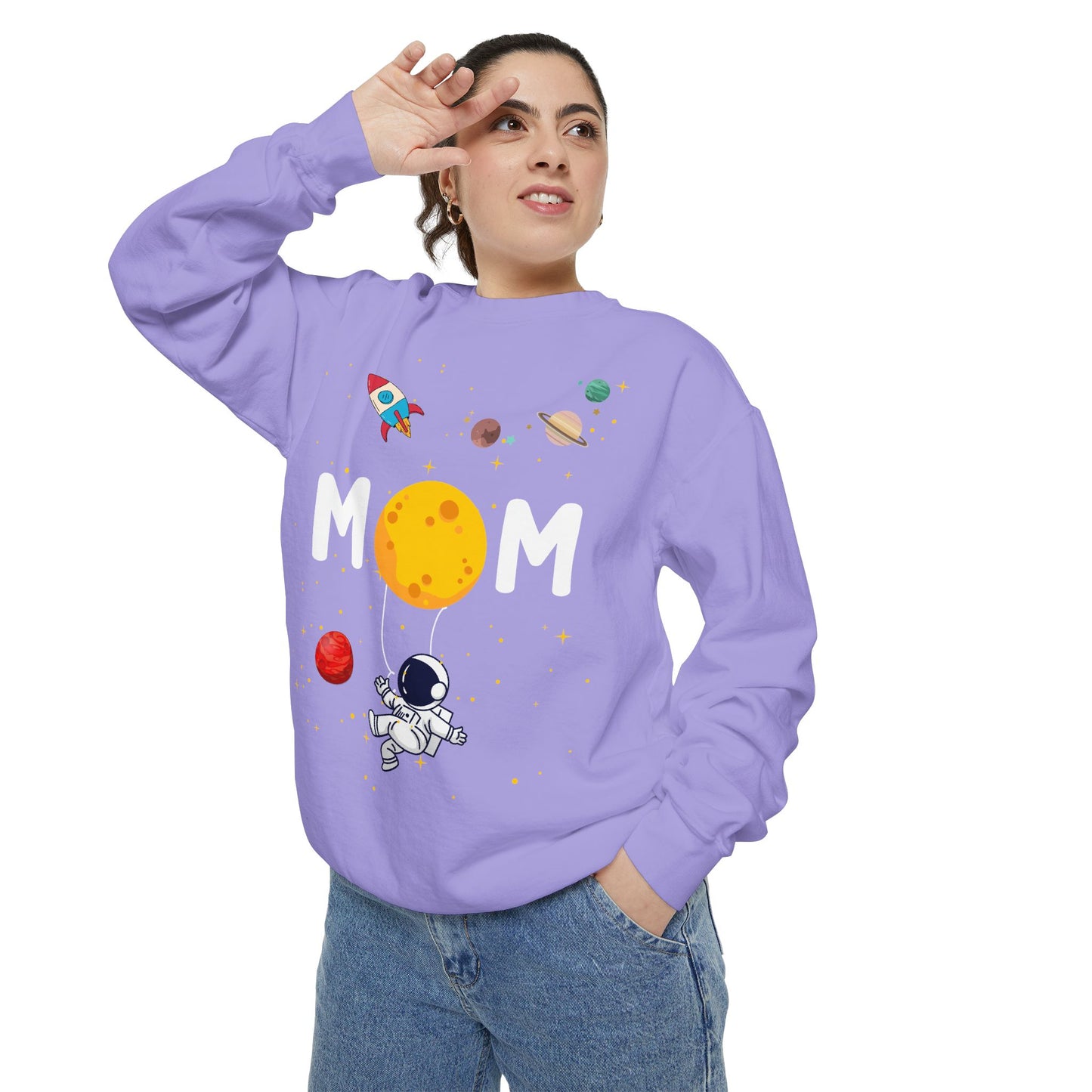 Astronaut Mom Garment-Dyed Sweatshirt | Space-Themed Gift for Mothers - 11838