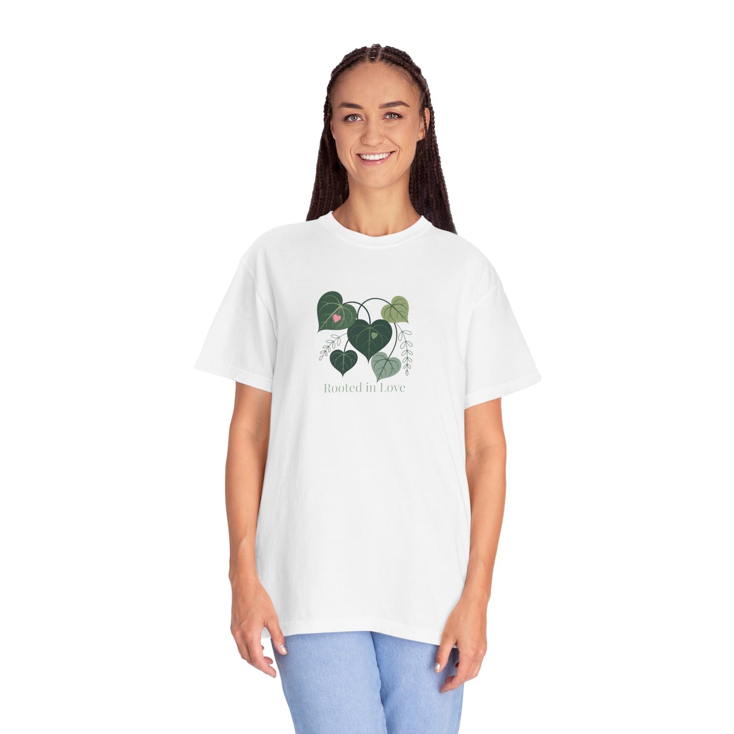 Rooted in Love T-Shirt — Heart Leaf Plant Graphic Tee - 14733