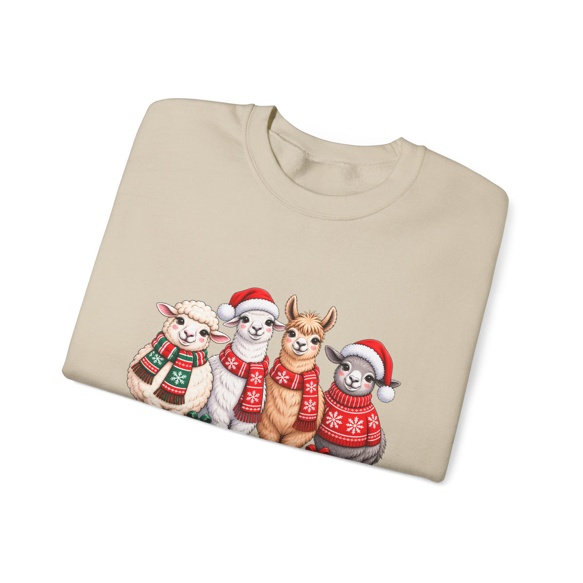 Festive Christmas Animal Friends Sweatshirt, Cute Sheep & Alpaca Holiday Crewneck - 14553