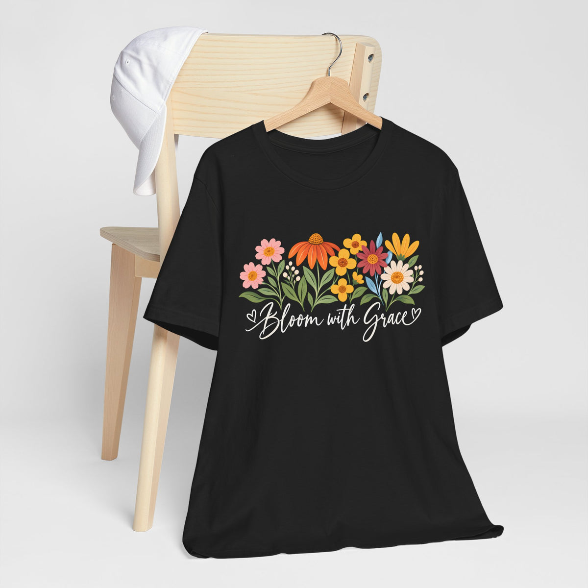 Bloom With Grace Floral T-Shirt, Women’s Inspirational Flower Tee - 14983