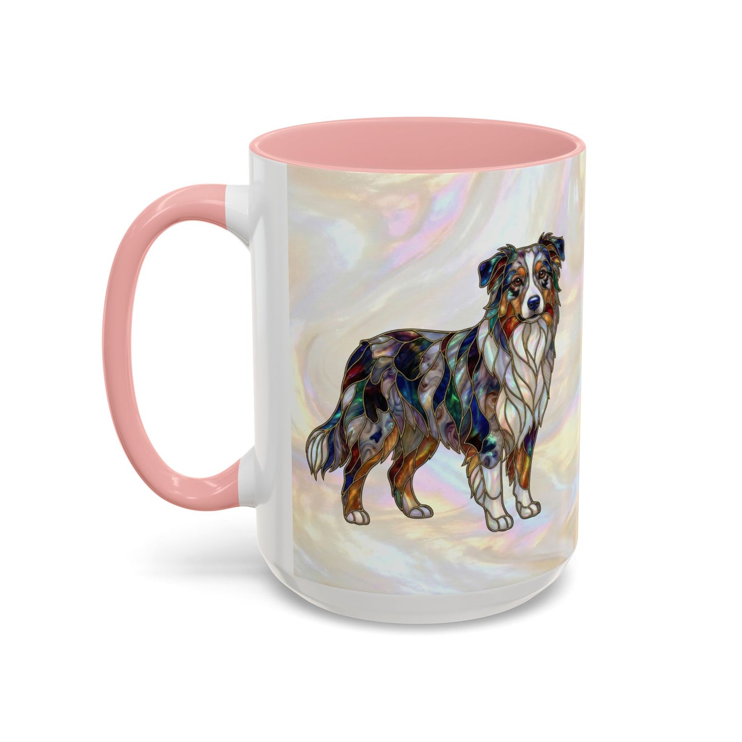 Australian Shepherd Accent Coffee Mug — Stained Glass Design (11/15oz) -14614