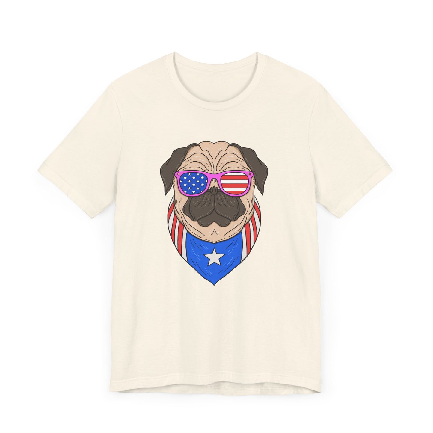 Patriotic Pug Tee, Independence Day T-Shirt, Dog Lovers Gift, Summer Casual Wear, Fun Family Outing Shirt - 13733