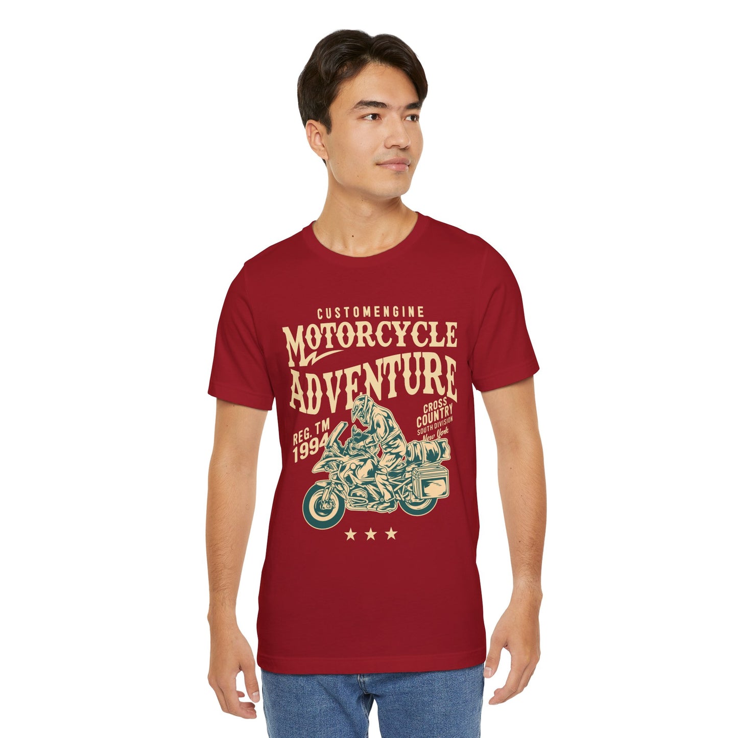 Custom Engine, Motorcycle Adventure - Unisex Jersey Short Sleeve Tee - 13146