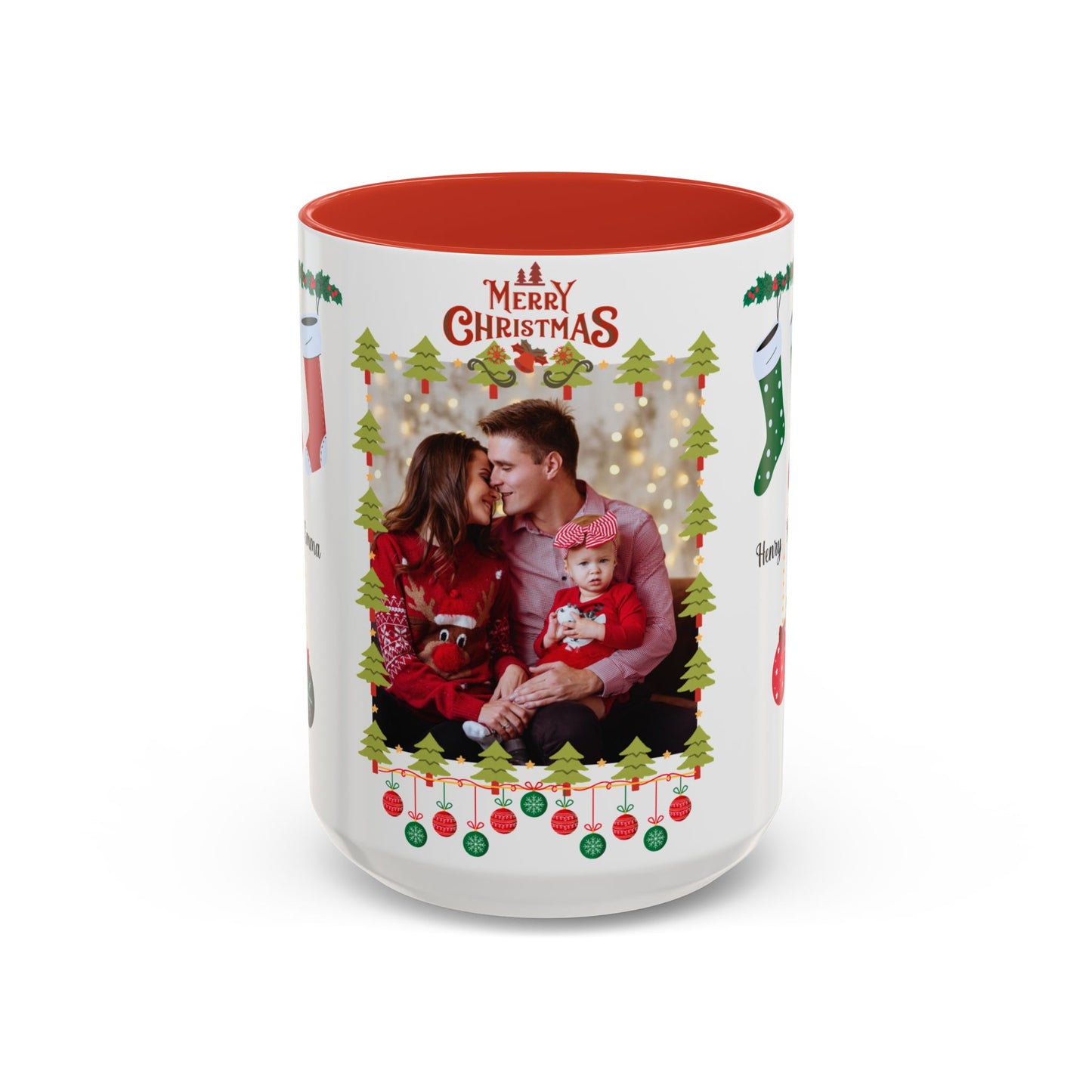 Christmas, Family Photo, Customizable, Accent Coffee Mug (11, 15oz)