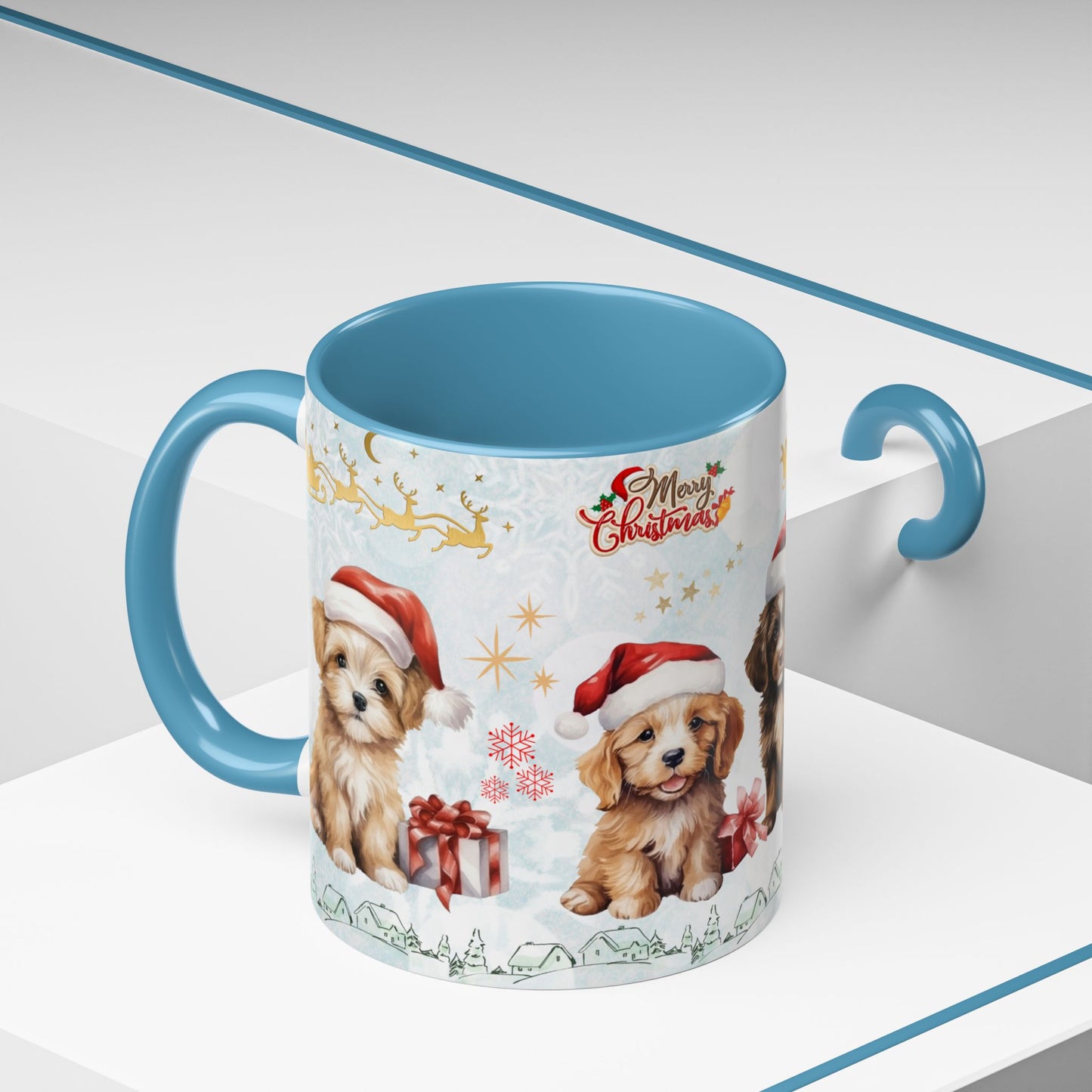 Merry Christmas, Puppies - Accent Coffee Mug (11, 15oz)