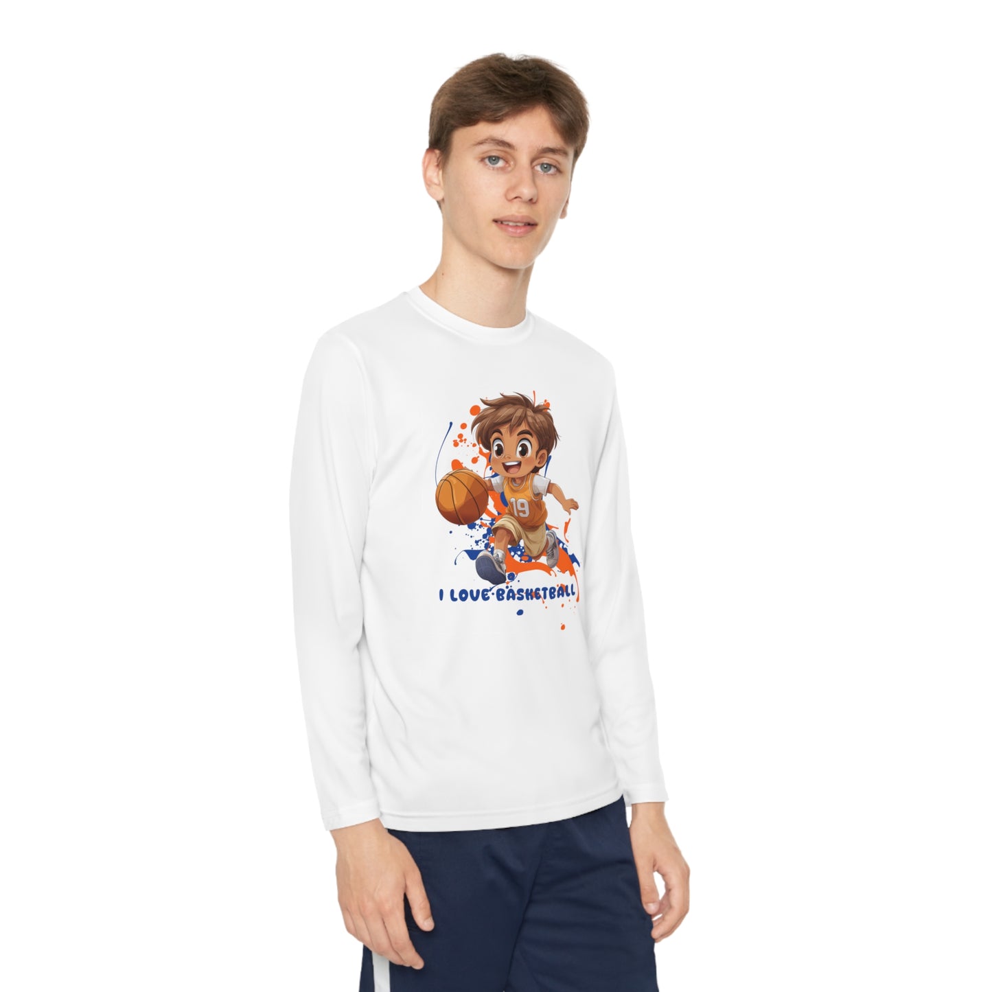 I Love Basketball - Youth Long Sleeve Competitor Tee