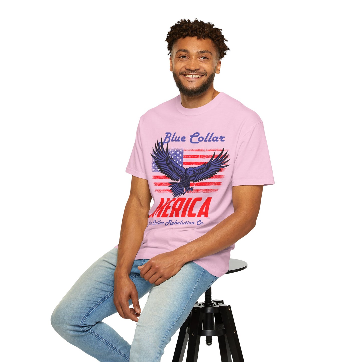 Unisex American Eagle Graphic Tee - Perfect for Patriotic Events, Casual Wear, 4th of July Gatherings, Gifts for Blue Collar Workers - 13695
