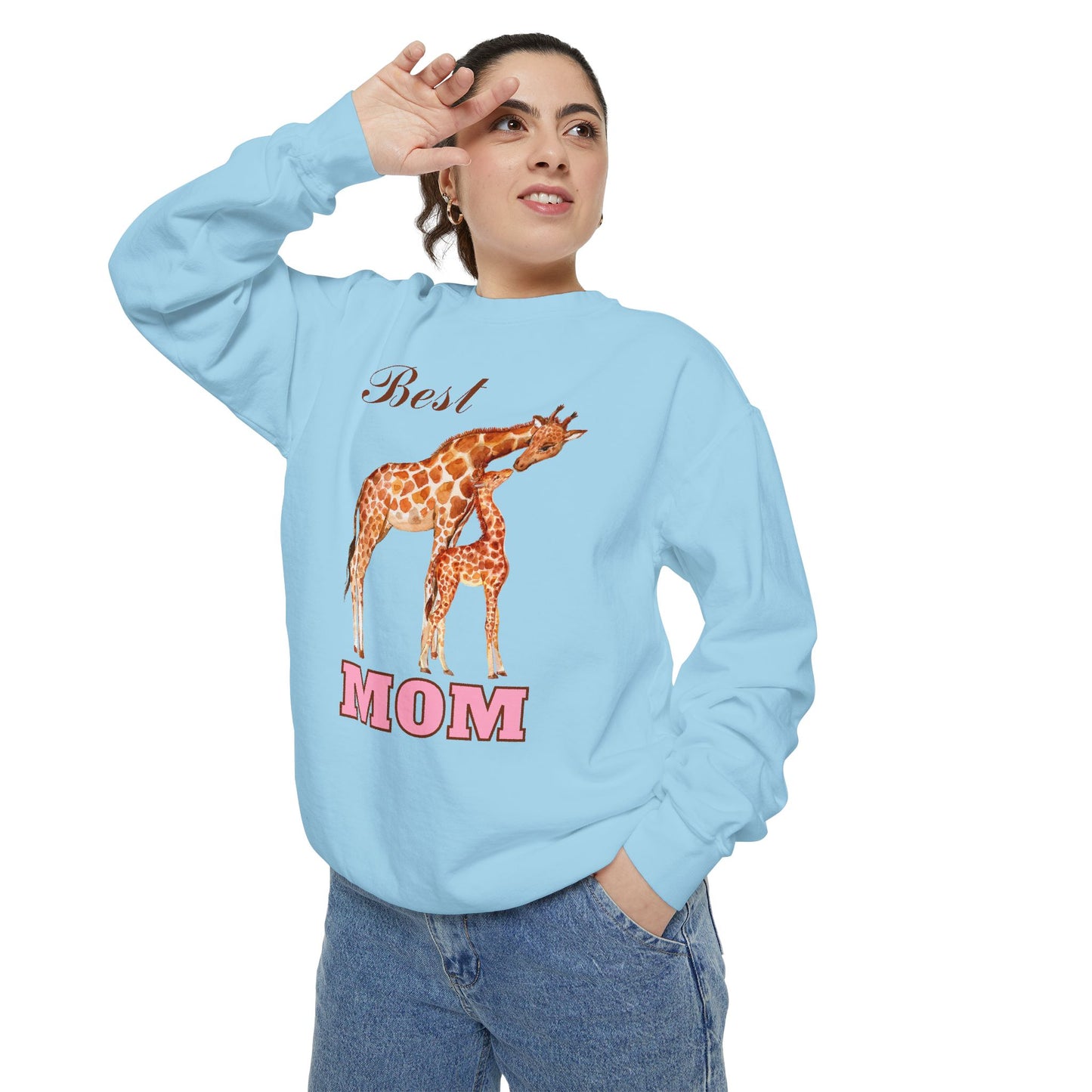 Best Mom Giraffe Design Unisex Garment-Dyed Sweatshirt - 11892