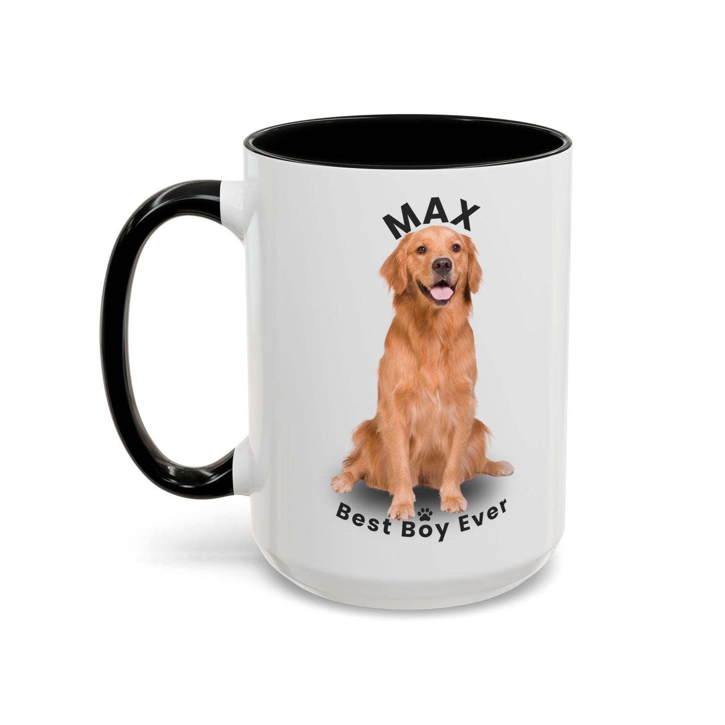 Personalized Golden Retriever Mug – Custom Dog Name “Best Boy Ever” Accent Coffee Mug | Pet Lover Gift - 14825