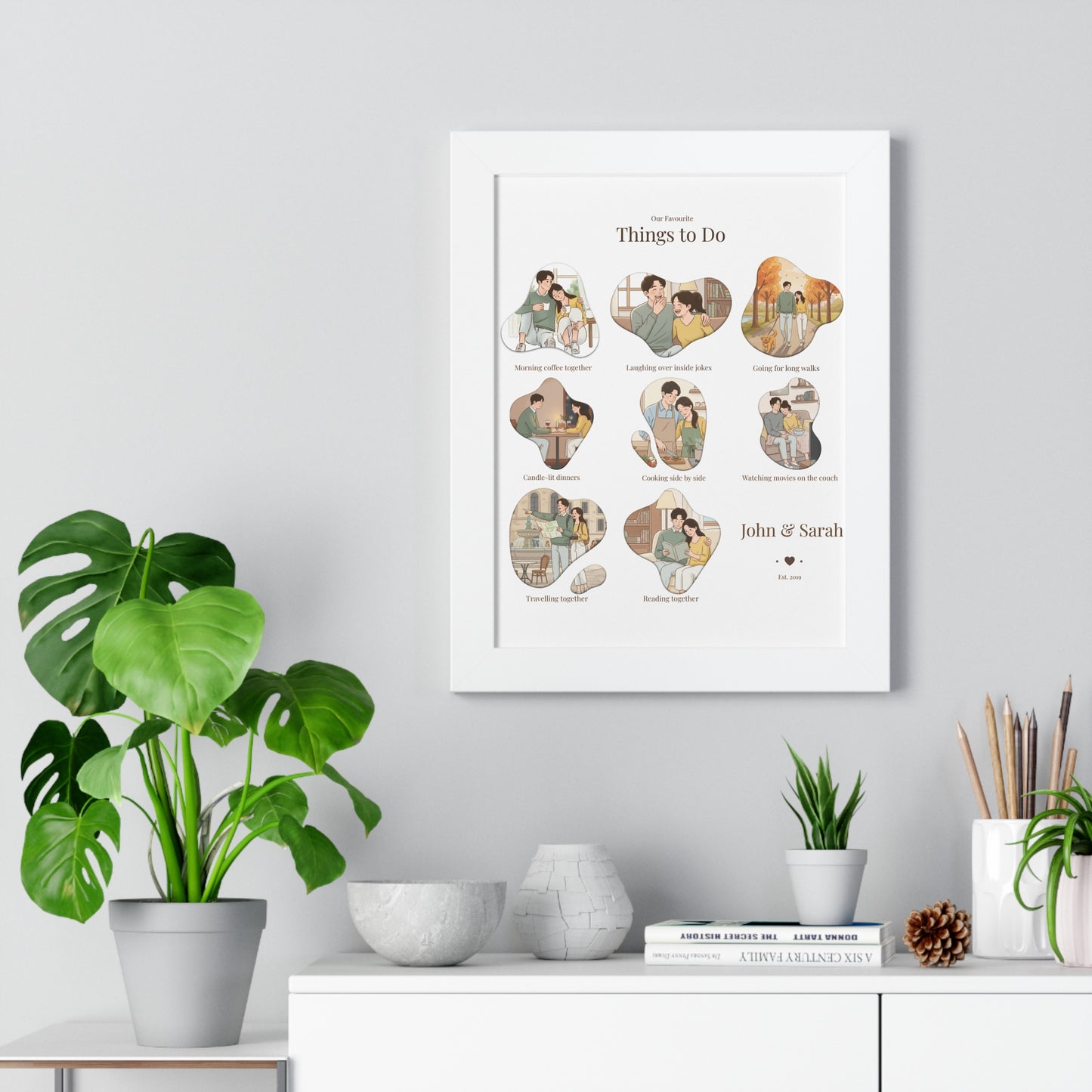Framed Poster – “Our Favourite Things to Do” Personalized Couple Print | Valentine’s Gift - 14709