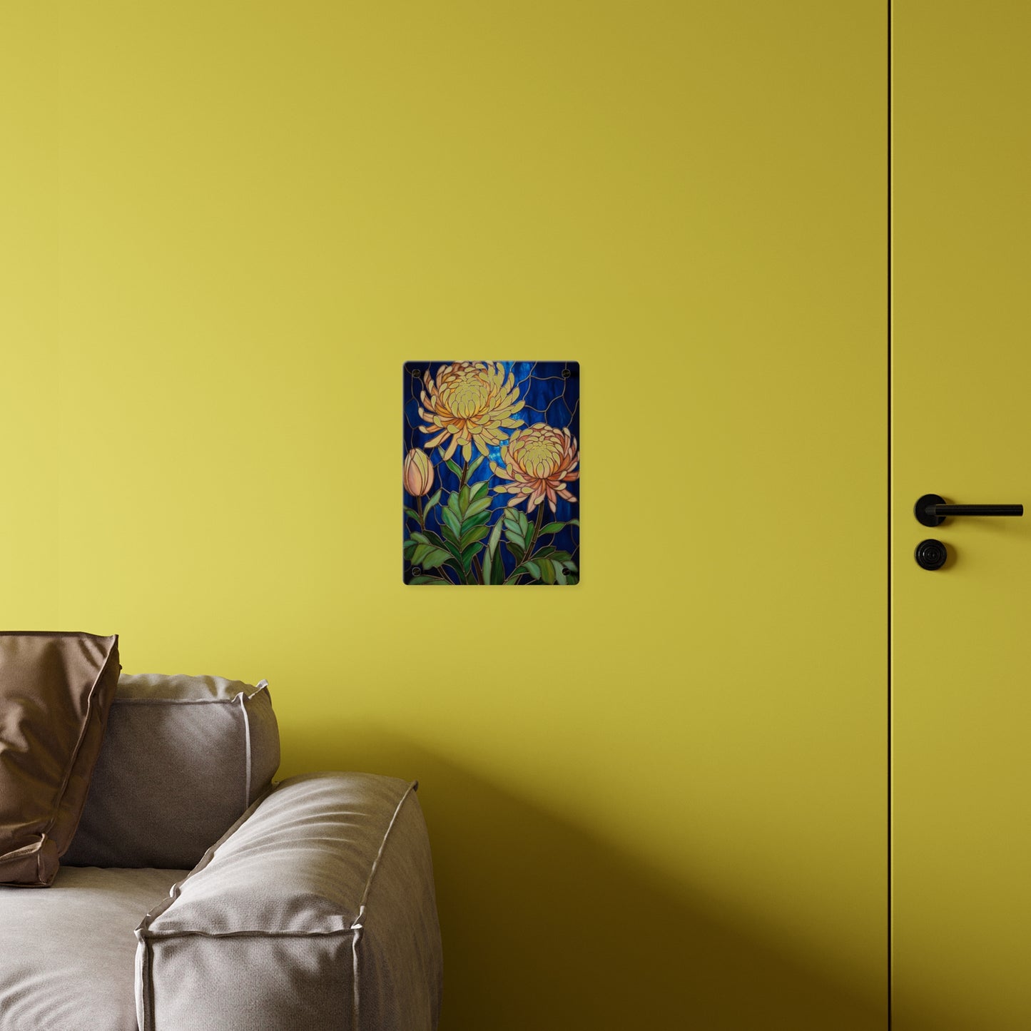 Chrysanthemum Acrylic Wall Art Panel — Floral Botanical Home Décor - 14609