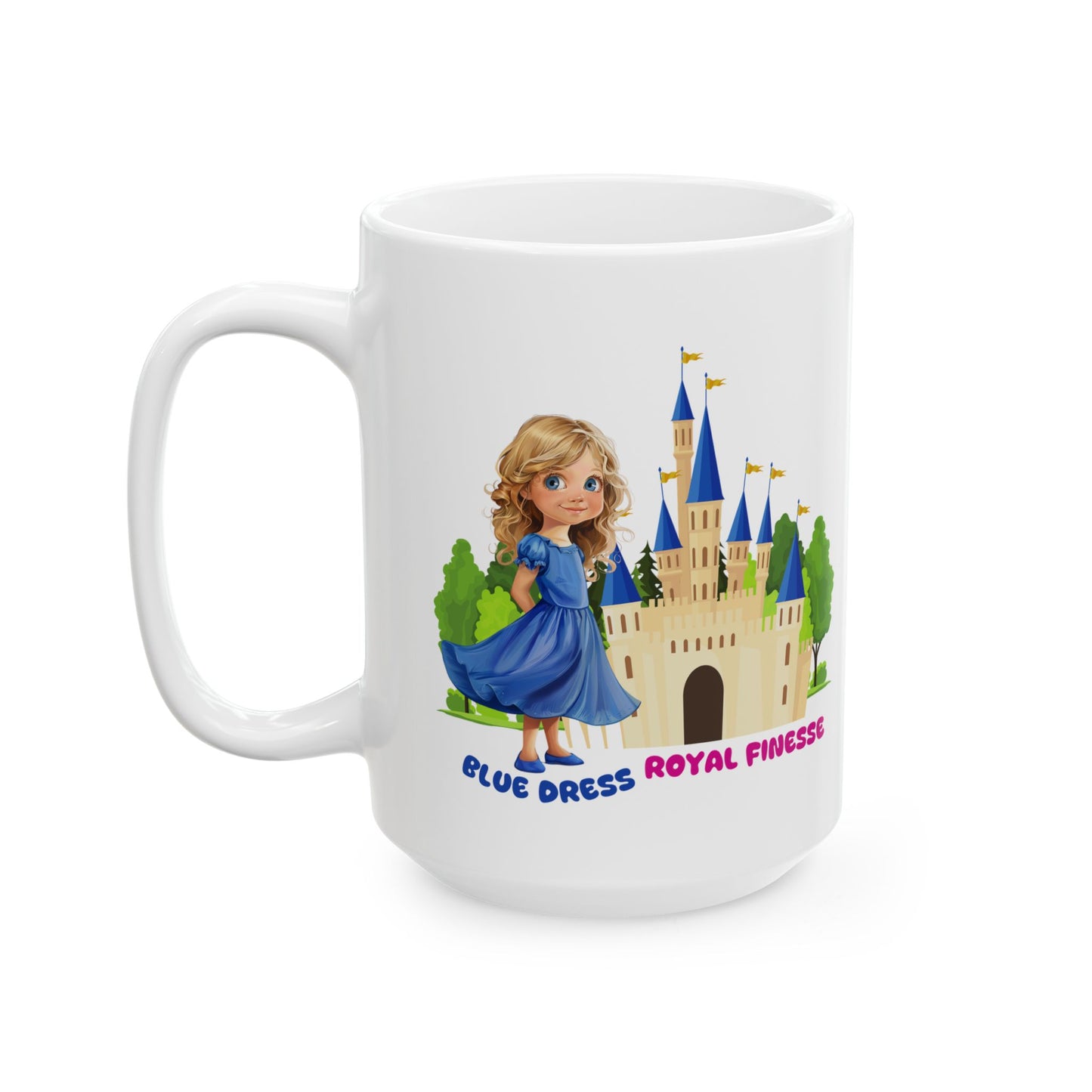 Blue Dress Princess, Royal Finesse, Customizable - Ceramic Mug, (11oz, 15oz)