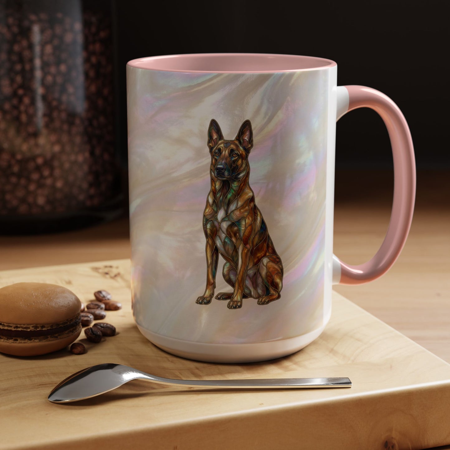 Belgian Malinois Accent Coffee Mug - Stained Glass Design 11oz & 15oz - 14616