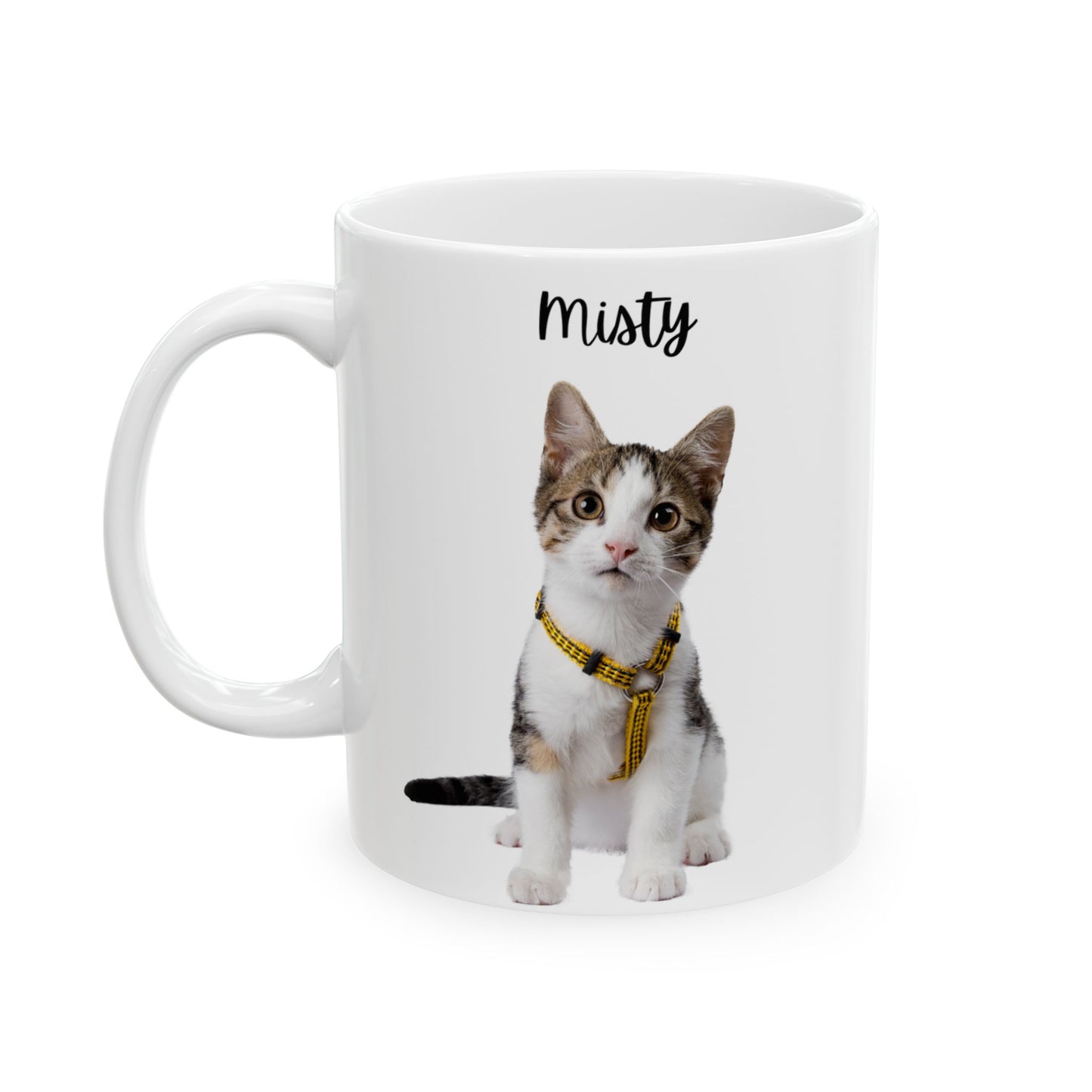 Personalised Cat Ceramic Mug for Animal Lovers, Cute Coffee Mug, Gift for Cat Mom, Personalized Animal Design Cup - 14204