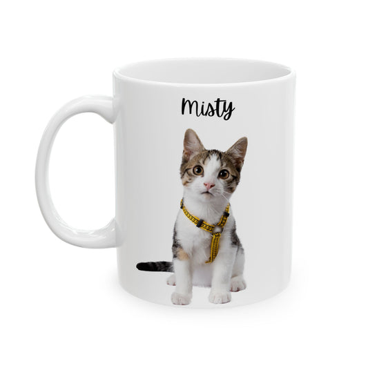 Personalised Cat Ceramic Mug for Animal Lovers, Cute Coffee Mug, Gift for Cat Mom, Personalized Animal Design Cup - 14204