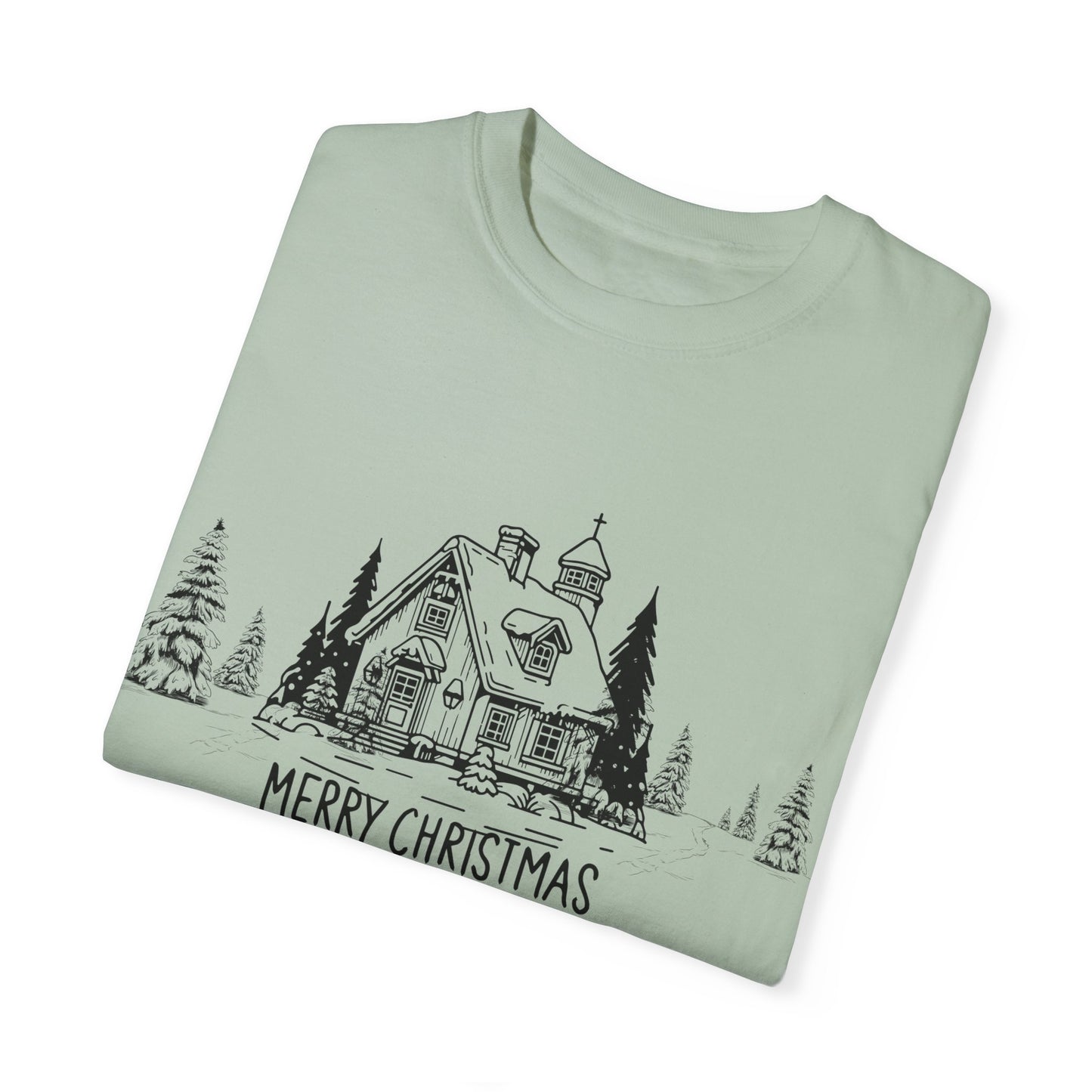 Merry Christmas, House - Unisex Garment-Dyed T-shirt - 10114