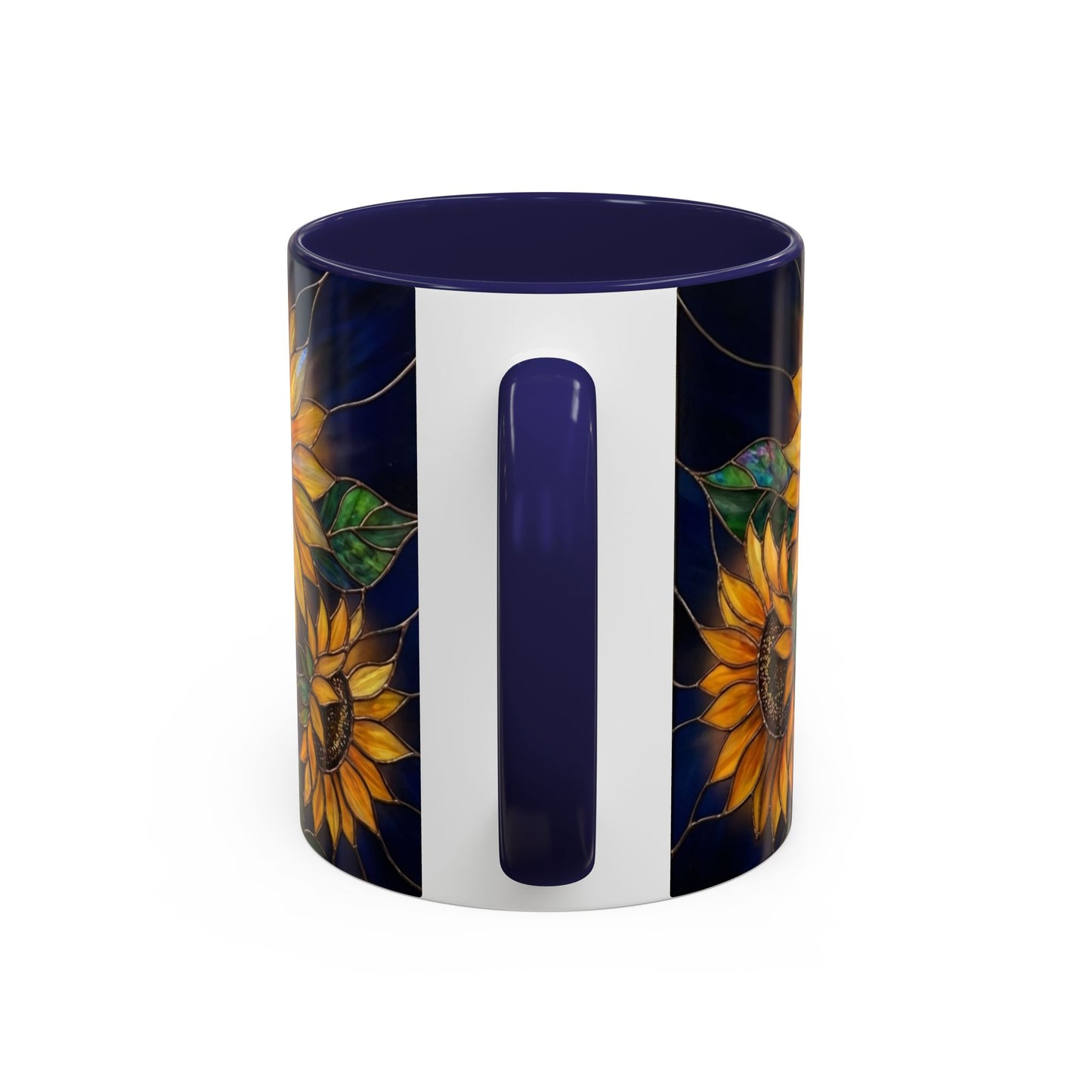 Sunflower Accent Coffee Mug — Stained Glass Design, 11/15oz - 14540